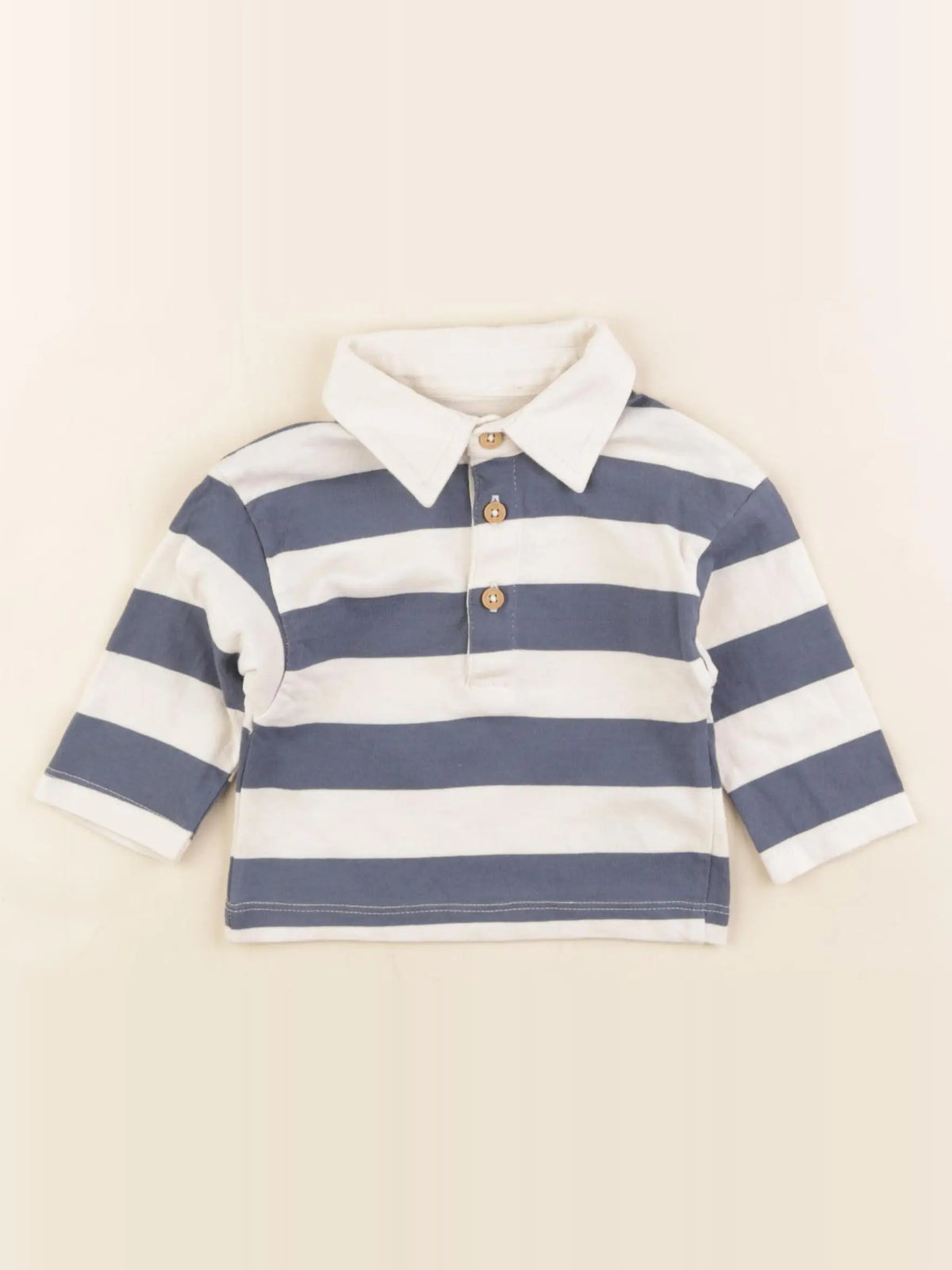Vertbaudet - tee-shirt beige, bleu - 6 mois