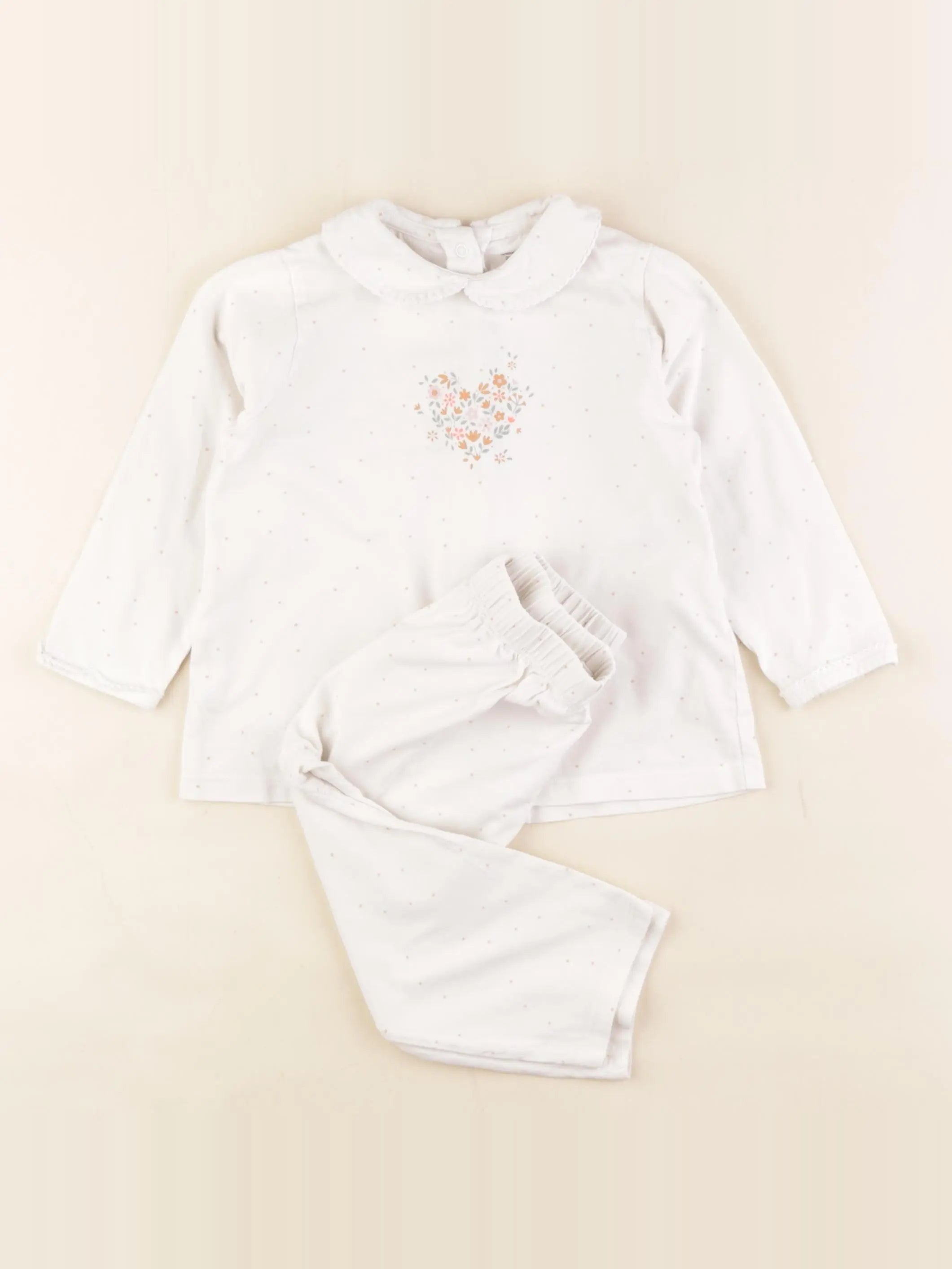 Vertbaudet - pyjama coton blanc - 24 mois