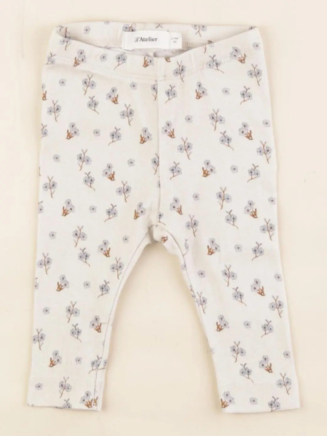 Lil'Atelier - legging beige, bleu - 3/4 mois