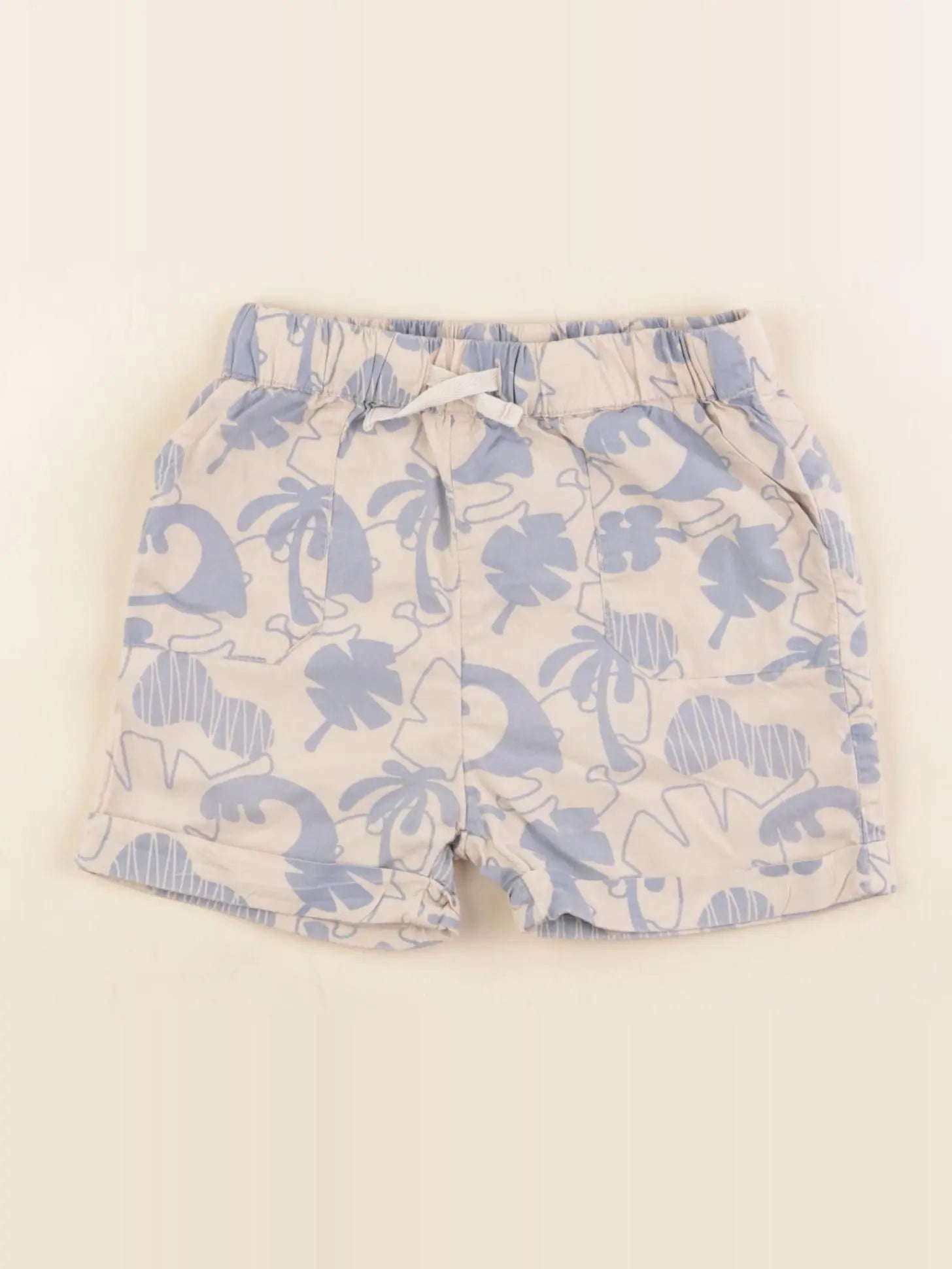 Vertbaudet - short beige, bleu - 24 mois