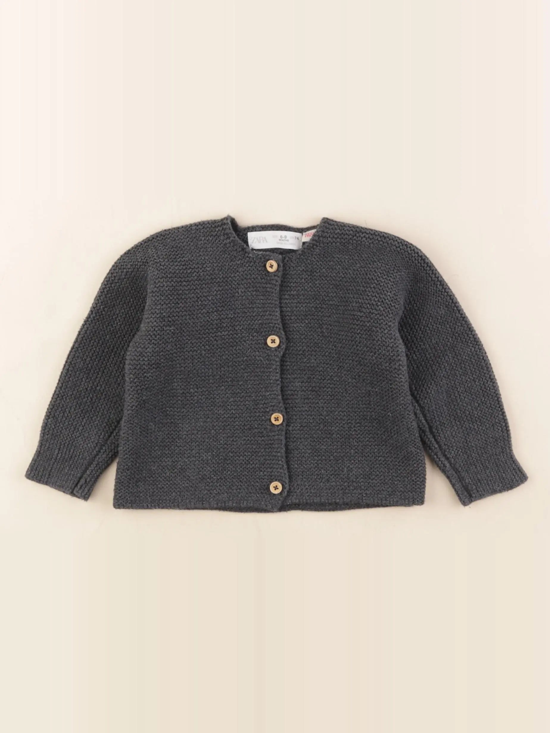 Zara - gilet gris - 6/9 mois