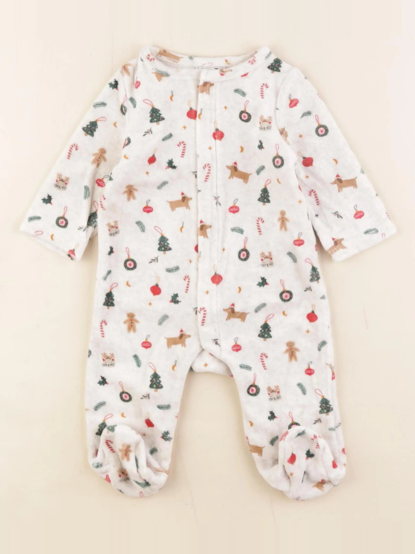 Tape à l'oeil - pyjama velours beige - 3 mois