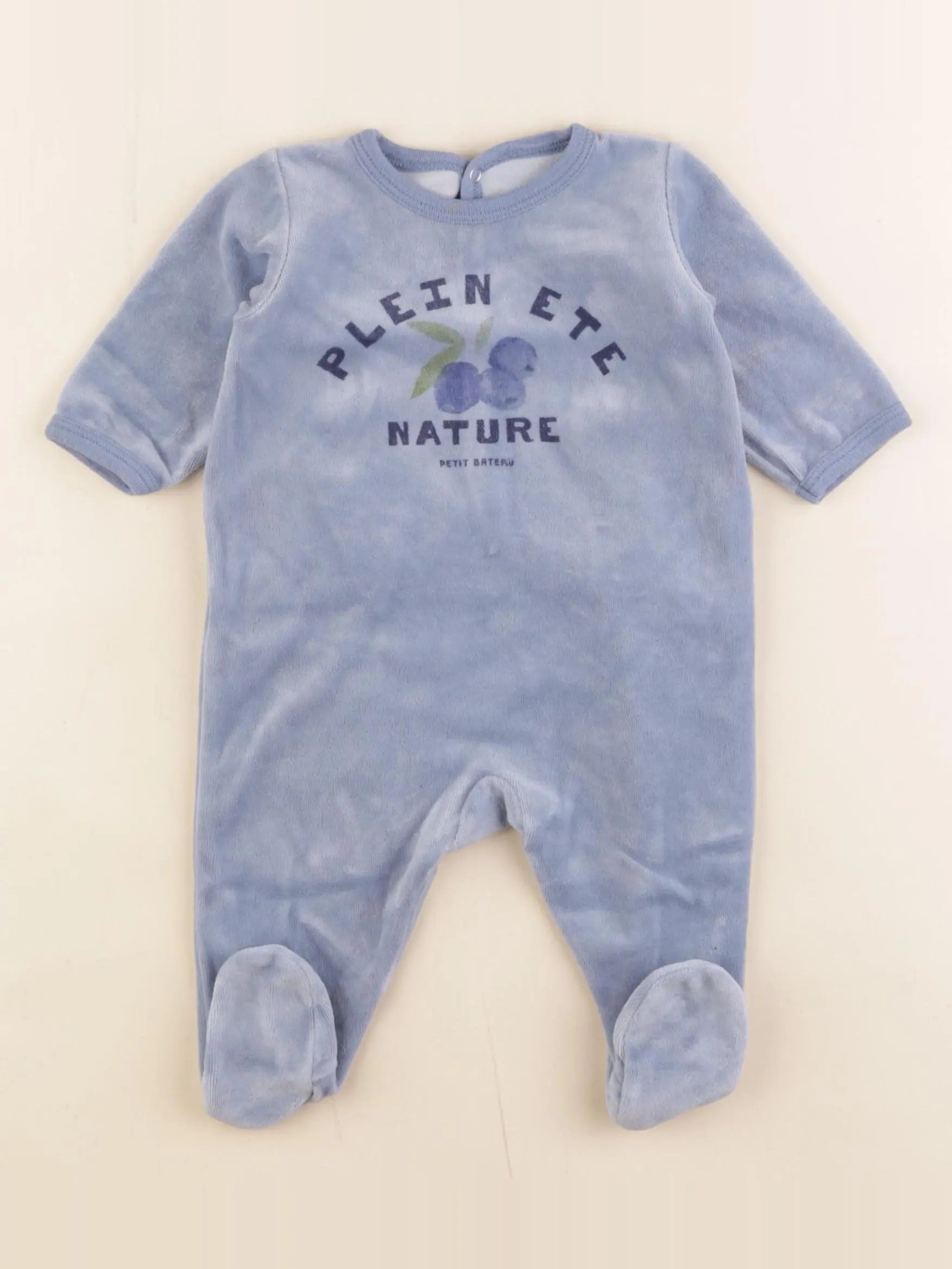 Petit Bateau - pyjama velours bleu - 3 mois
