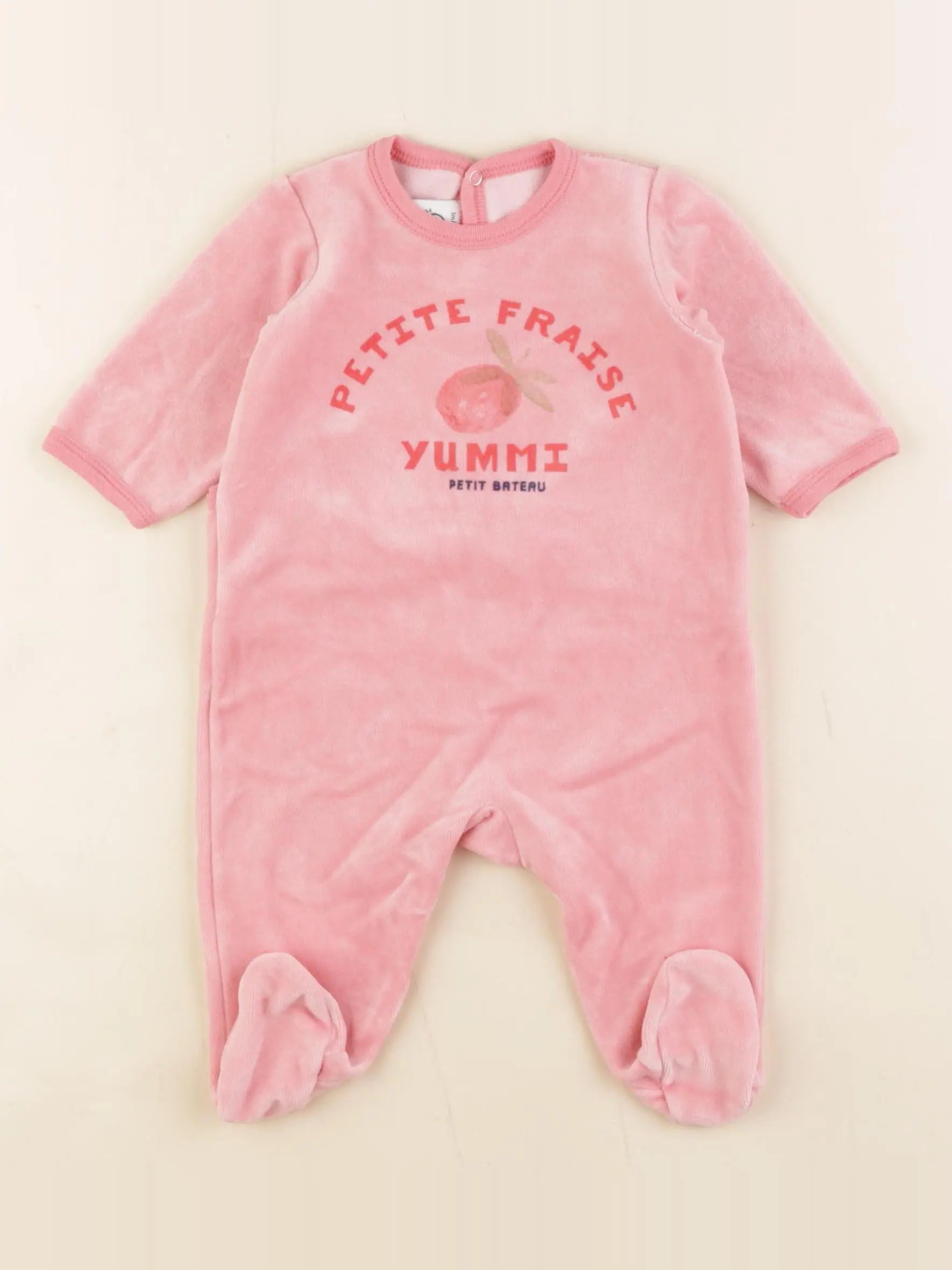 Petit Bateau - pyjama velours rose - 3 mois