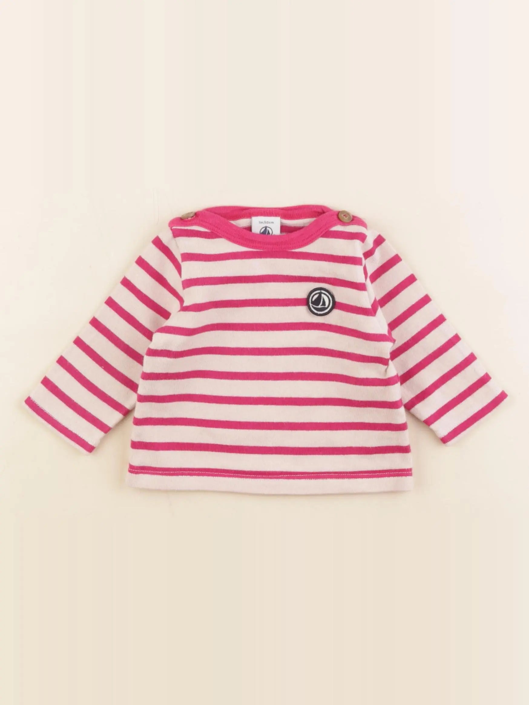 Petit Bateau - tee-shirt velours rose - 3 mois