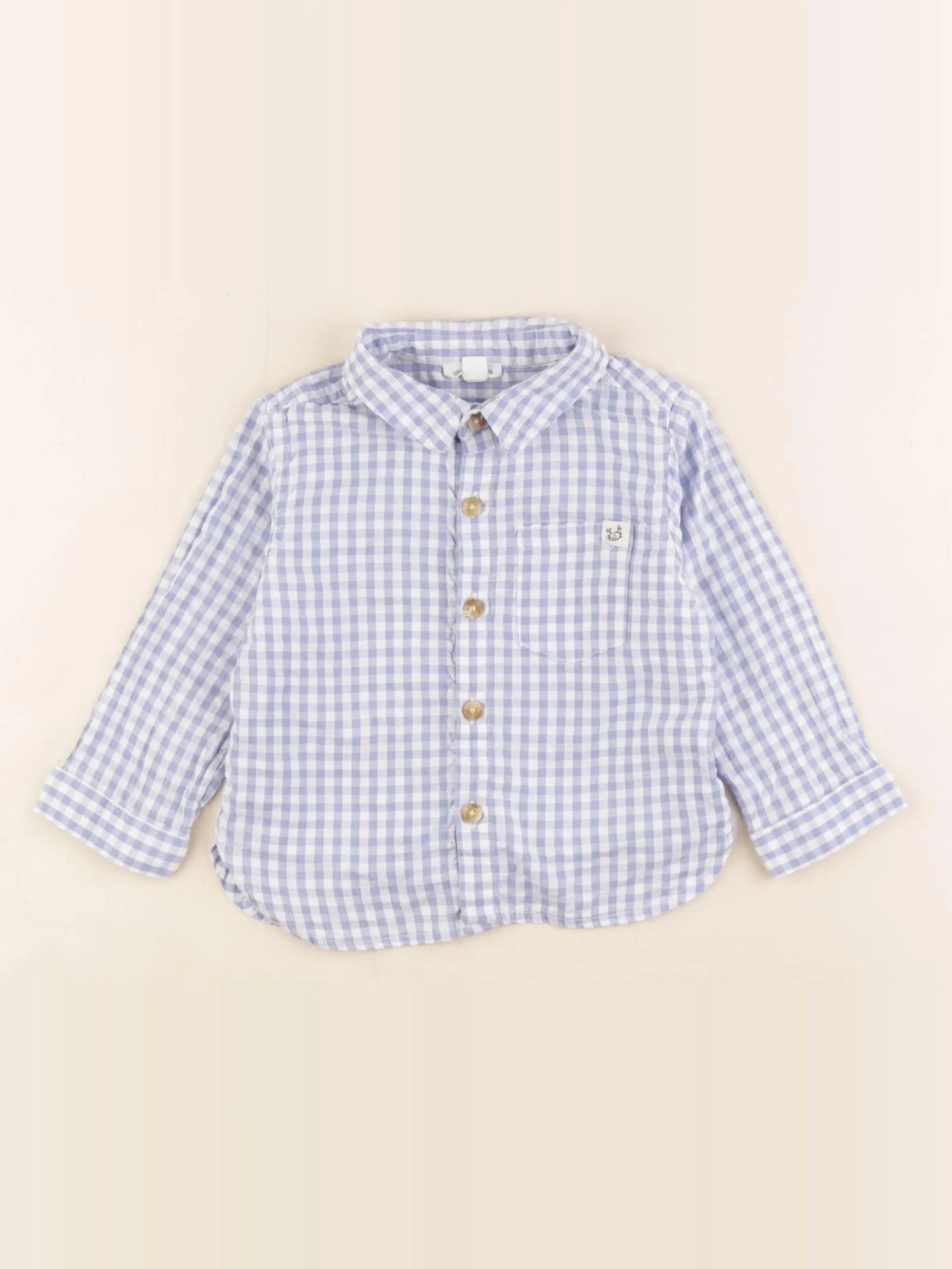 Vertbaudet - chemise bleu - 12 mois