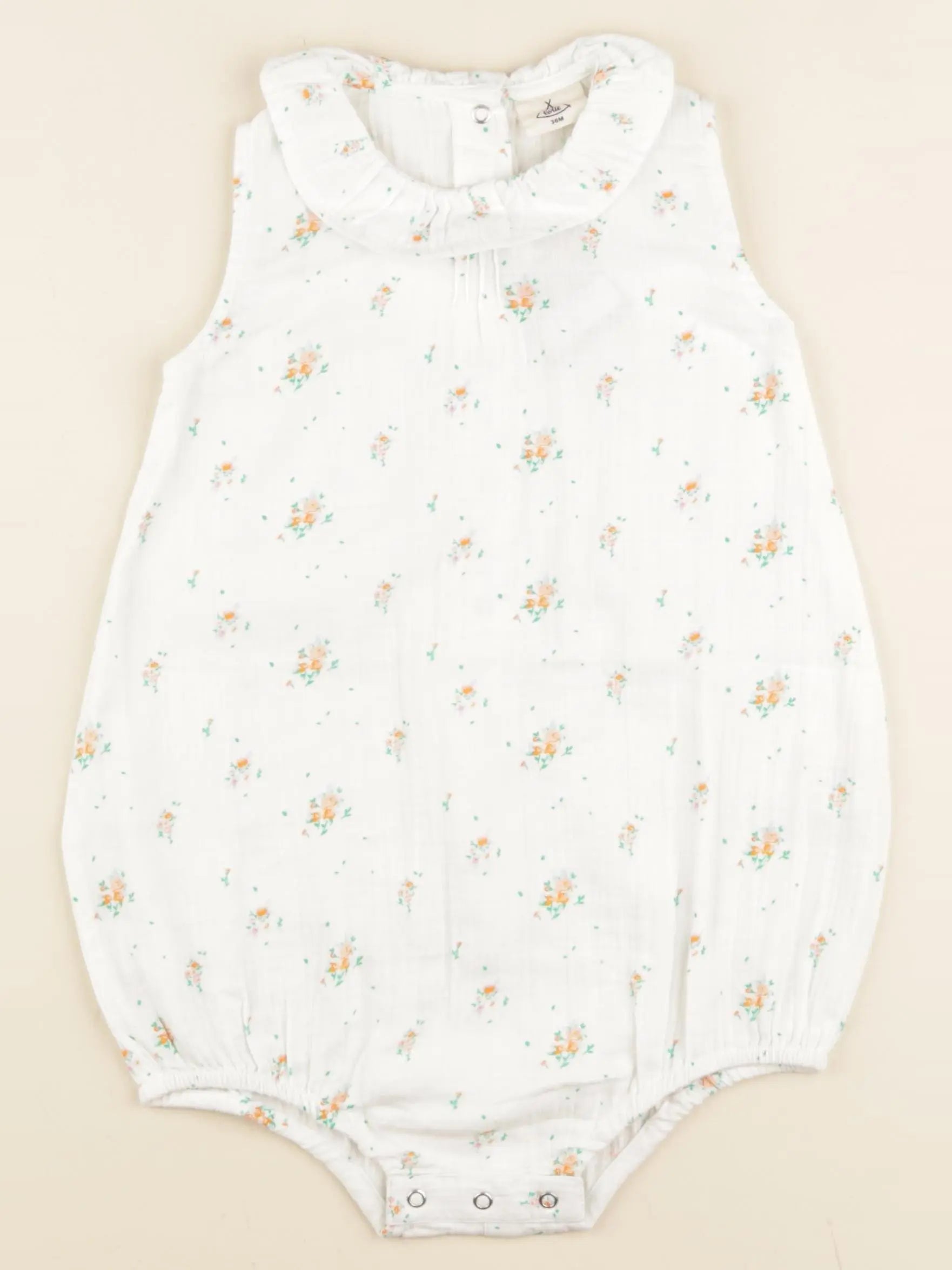 Combinaison AUGUSTINE, fleur orange blanc