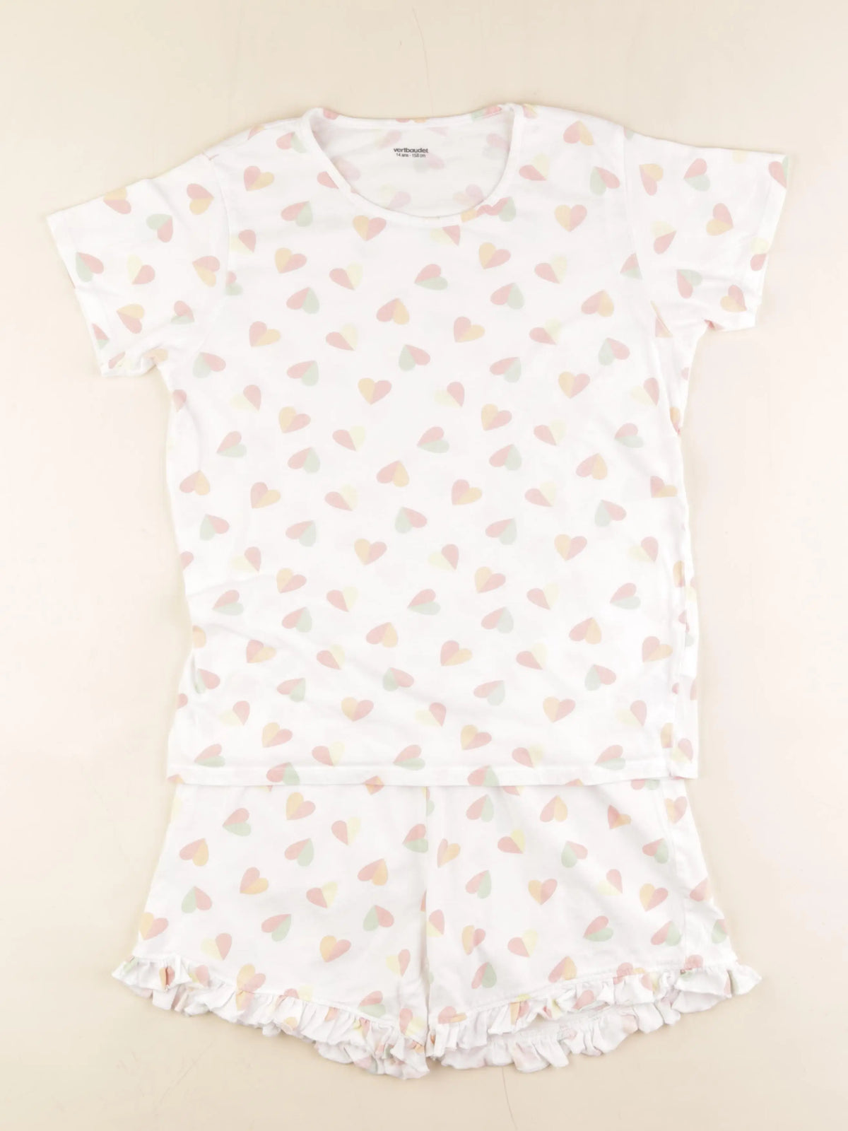Vertbaudet - pyjama coton blanc, rose - 14 ans
