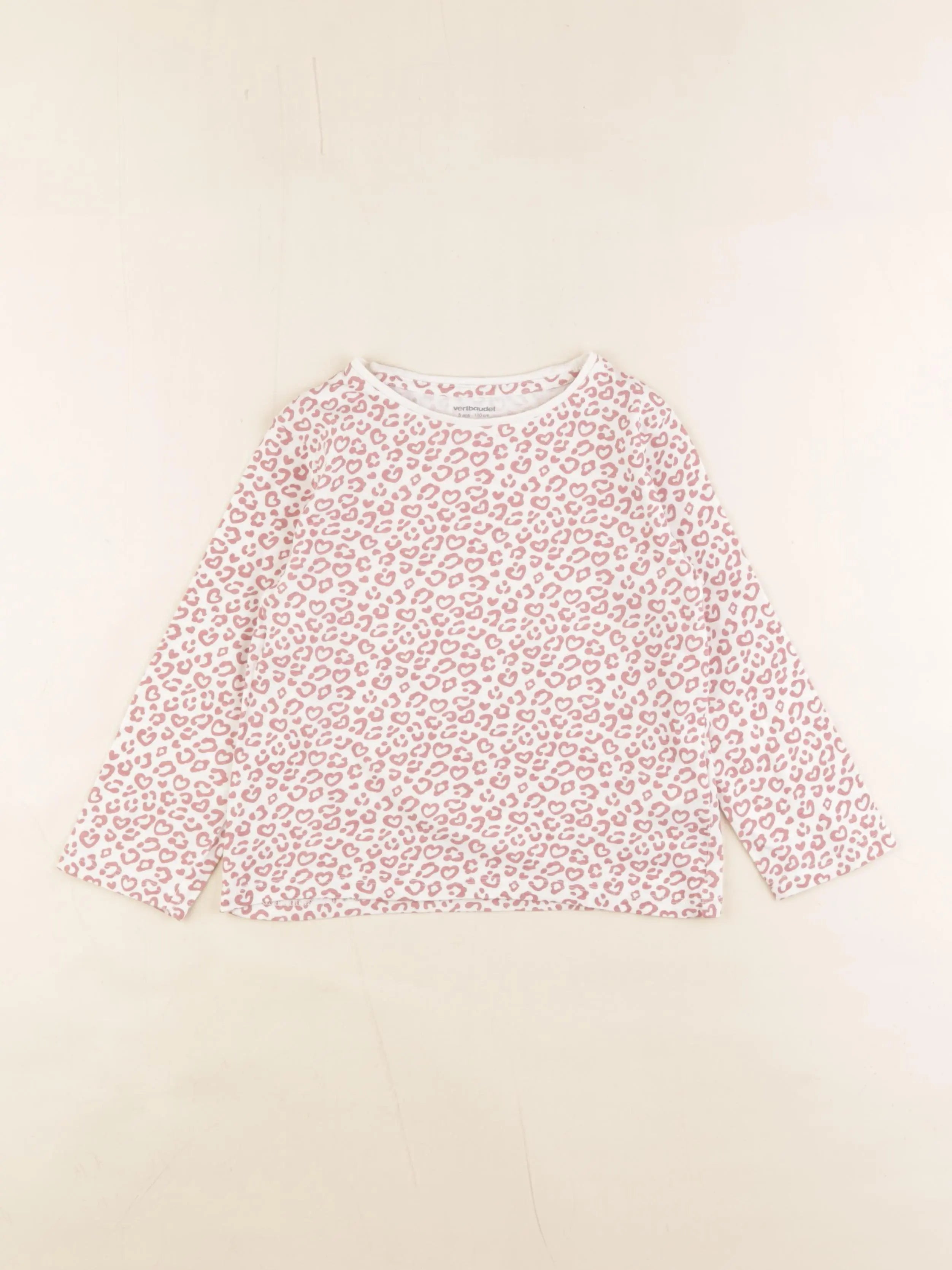 Vertbaudet - tee-shirt blanc, rose - 5 ans