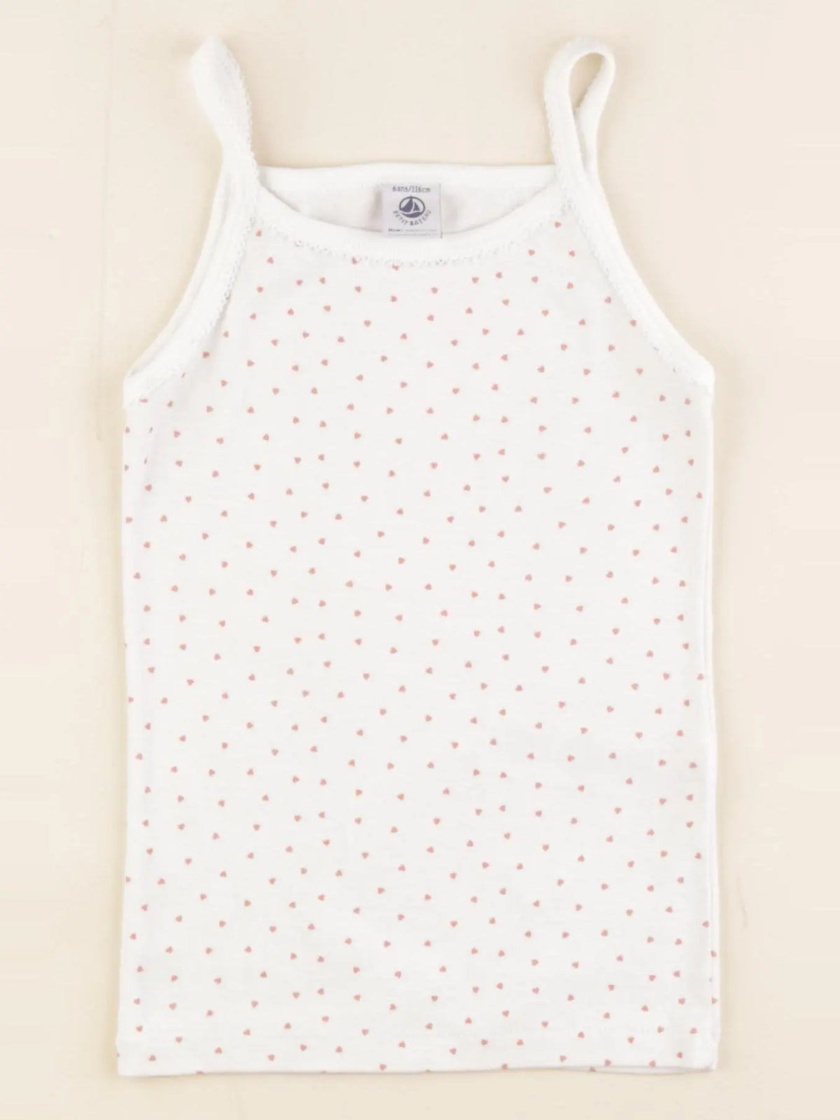 Petit Bateau - maillot de corps blanc, rouge - 6 ans