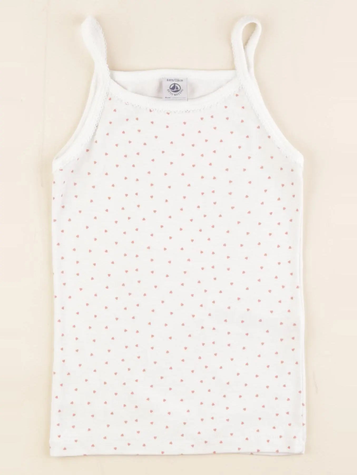 Petit Bateau - maillot de corps blanc, rouge - 6 ans