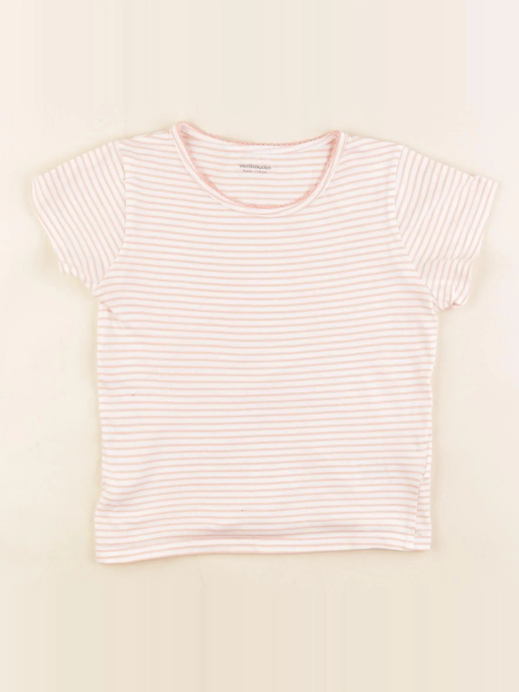 Vertbaudet - maillot de corps blanc, rose - 6 ans