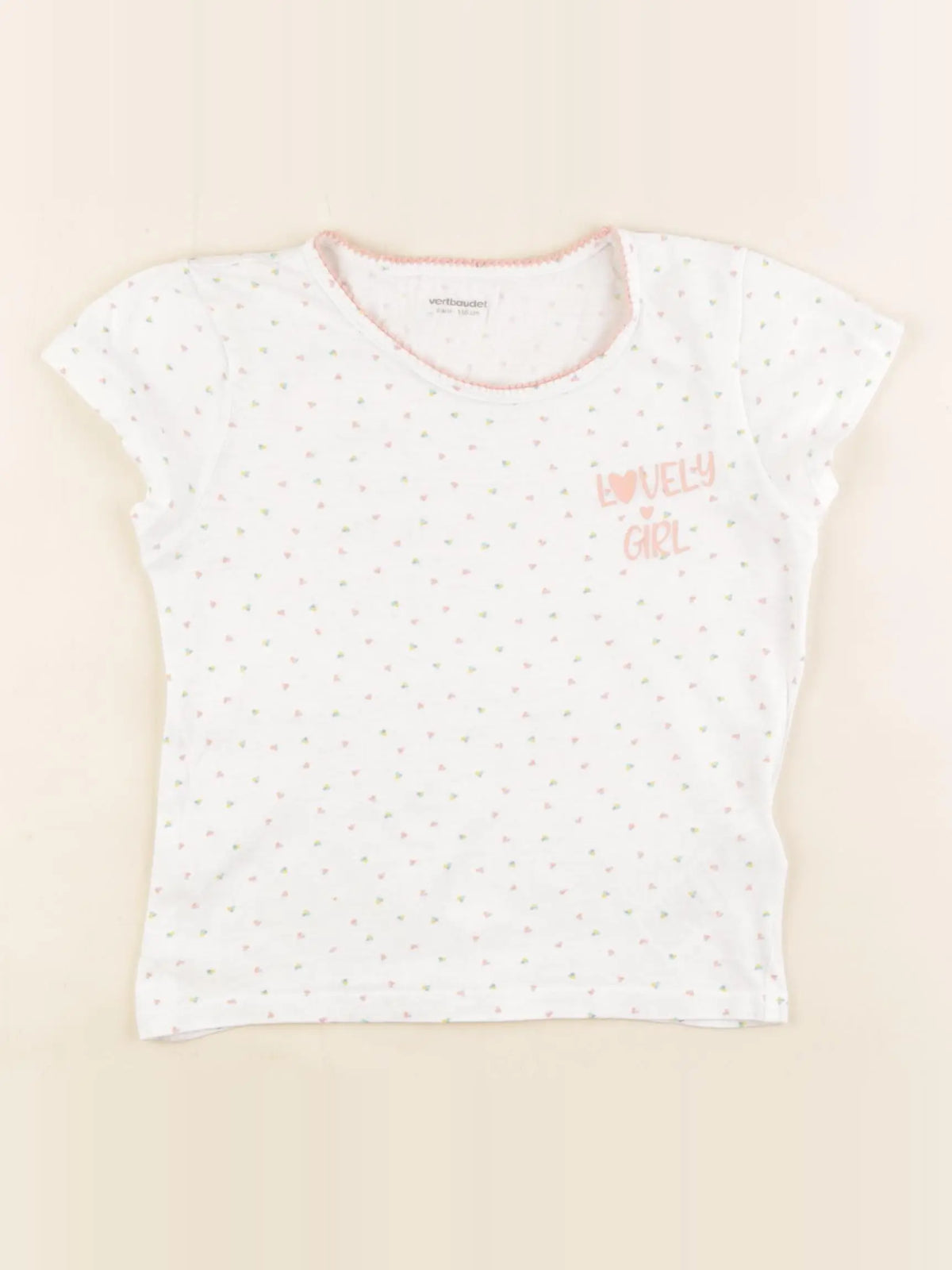 Vertbaudet - maillot de corps blanc, rose - 6 ans