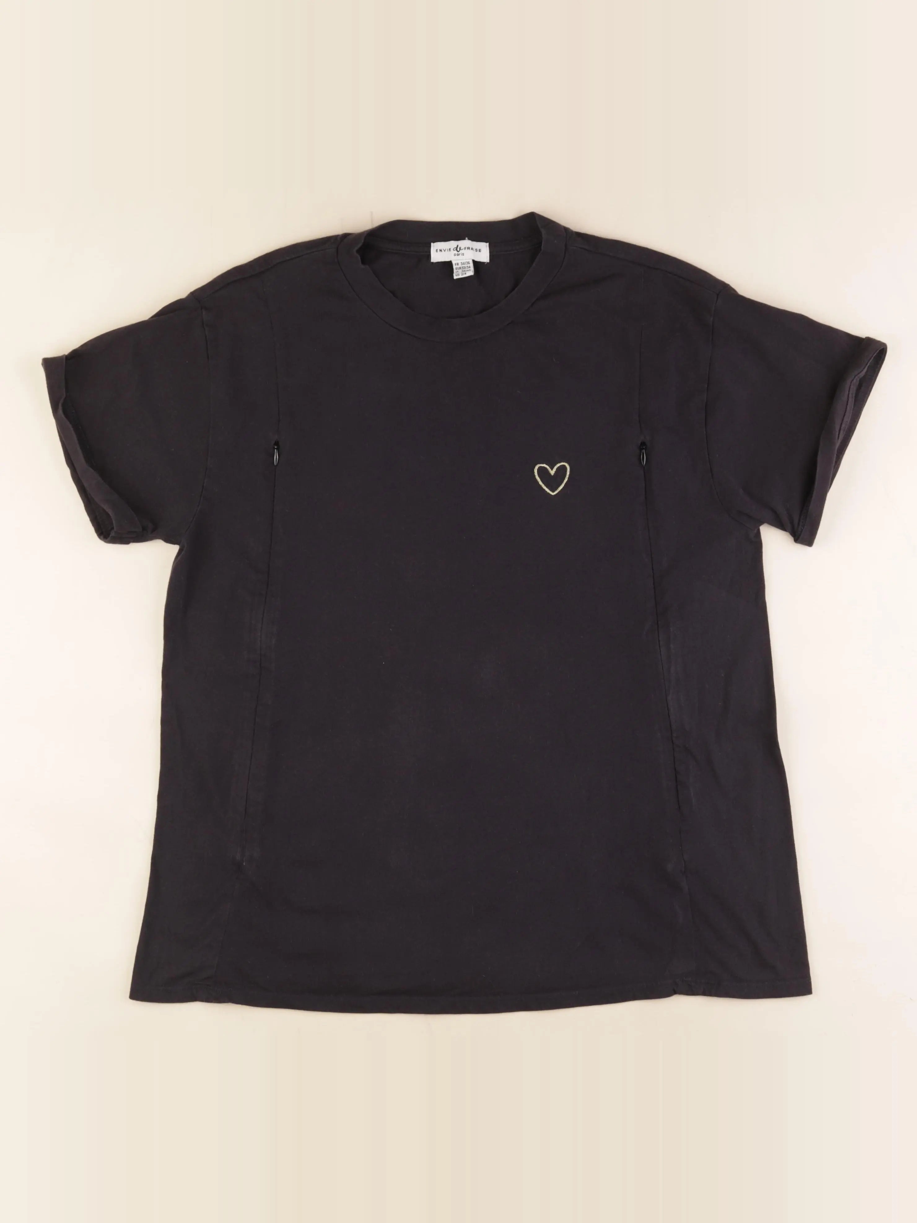 Envie de fraise - tee-shirt grossesse, allaitement noir - 34 à 36