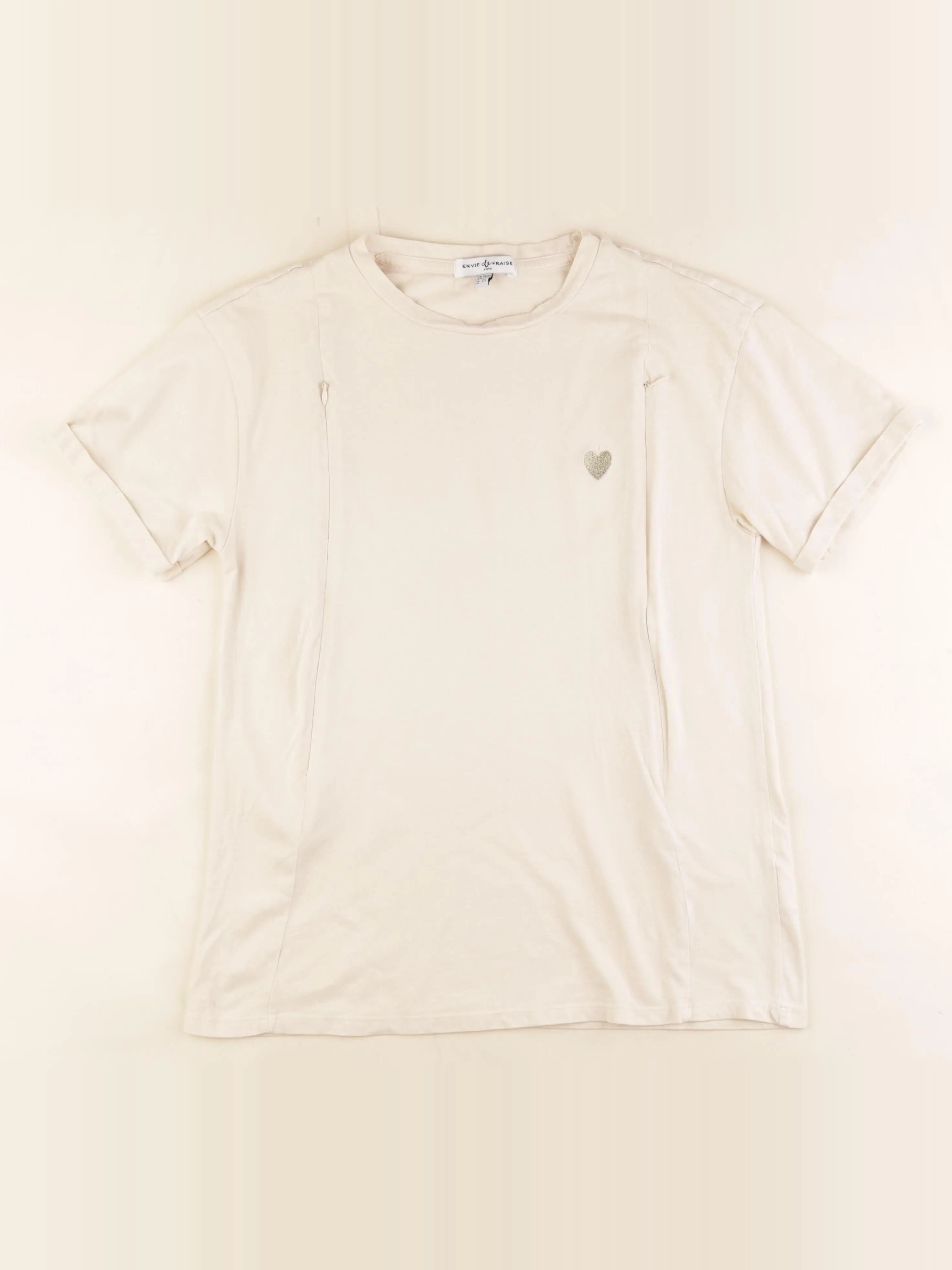 Envie de fraise - tee-shirt grossesse, allaitement beige - 34 à 36