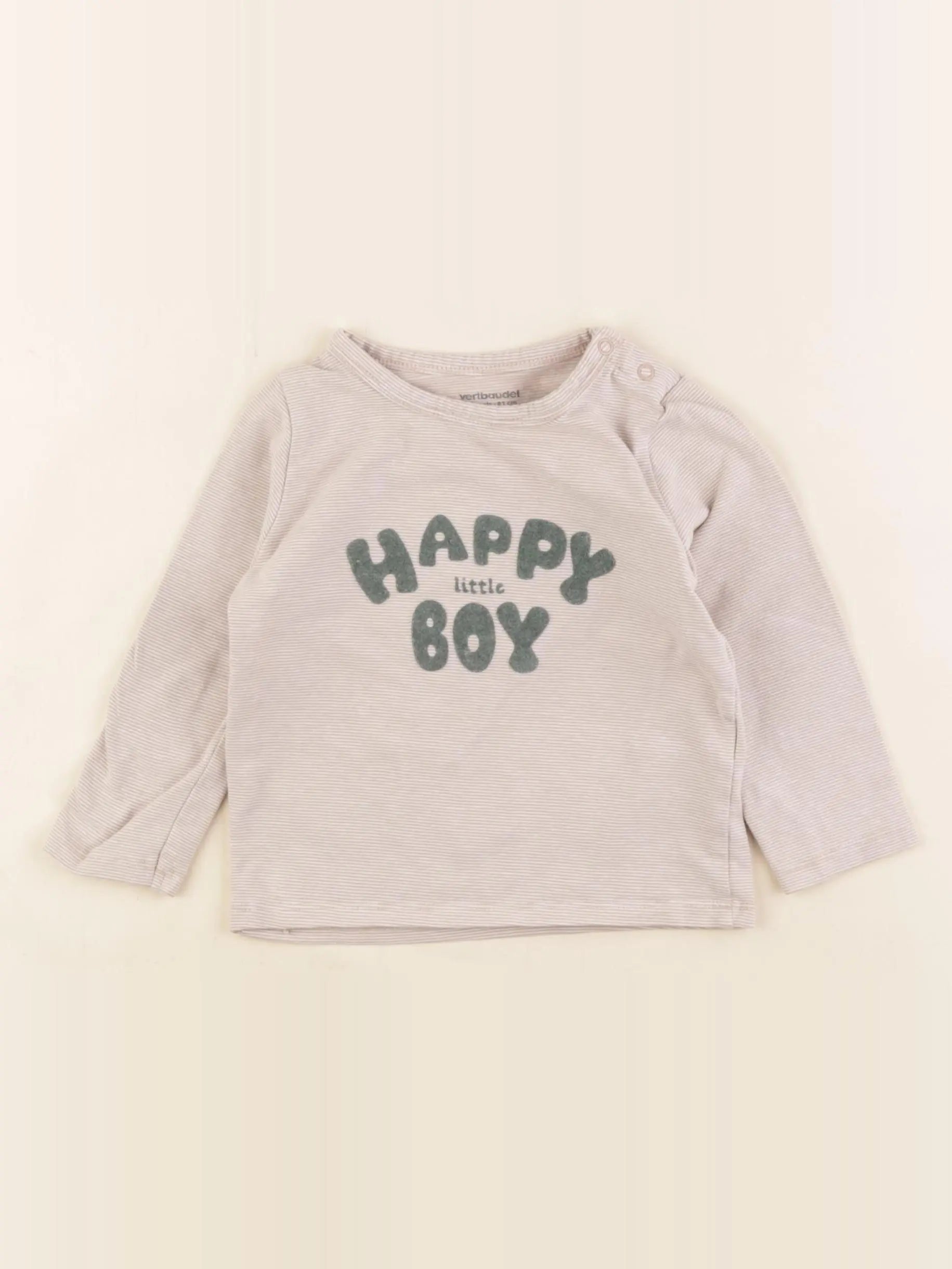 Vertbaudet - tee-shirt blanc, marron - 18 mois