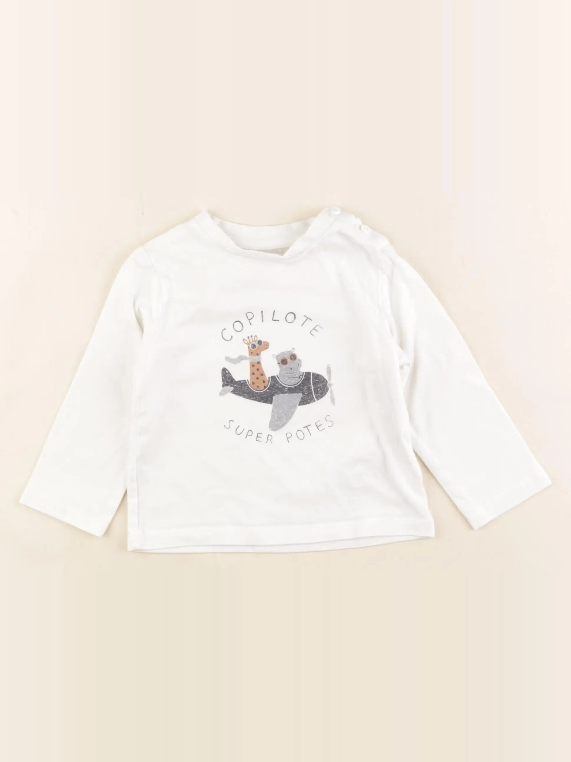 Vertbaudet - tee-shirt blanc - 12 mois