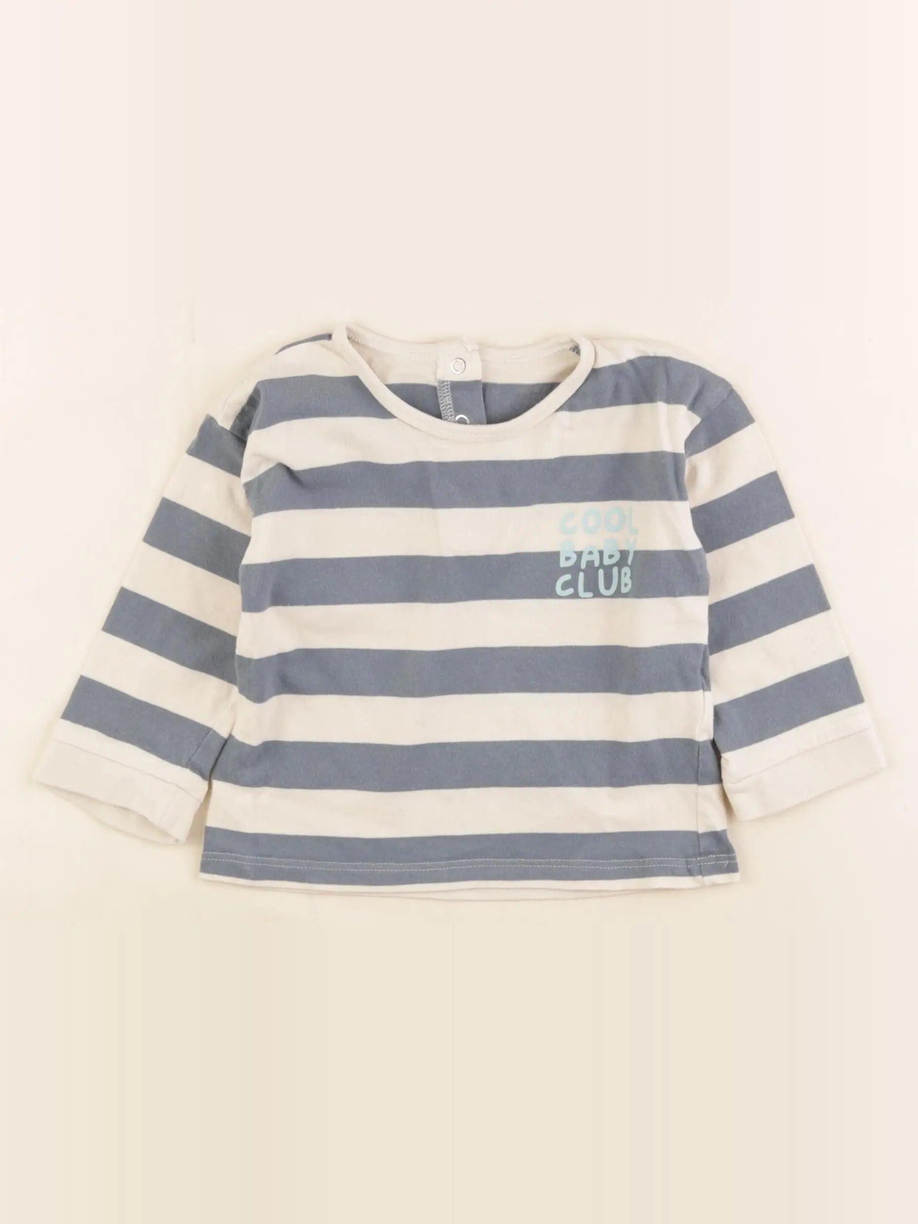 Vertbaudet - tee-shirt bleu, beige - 18 mois