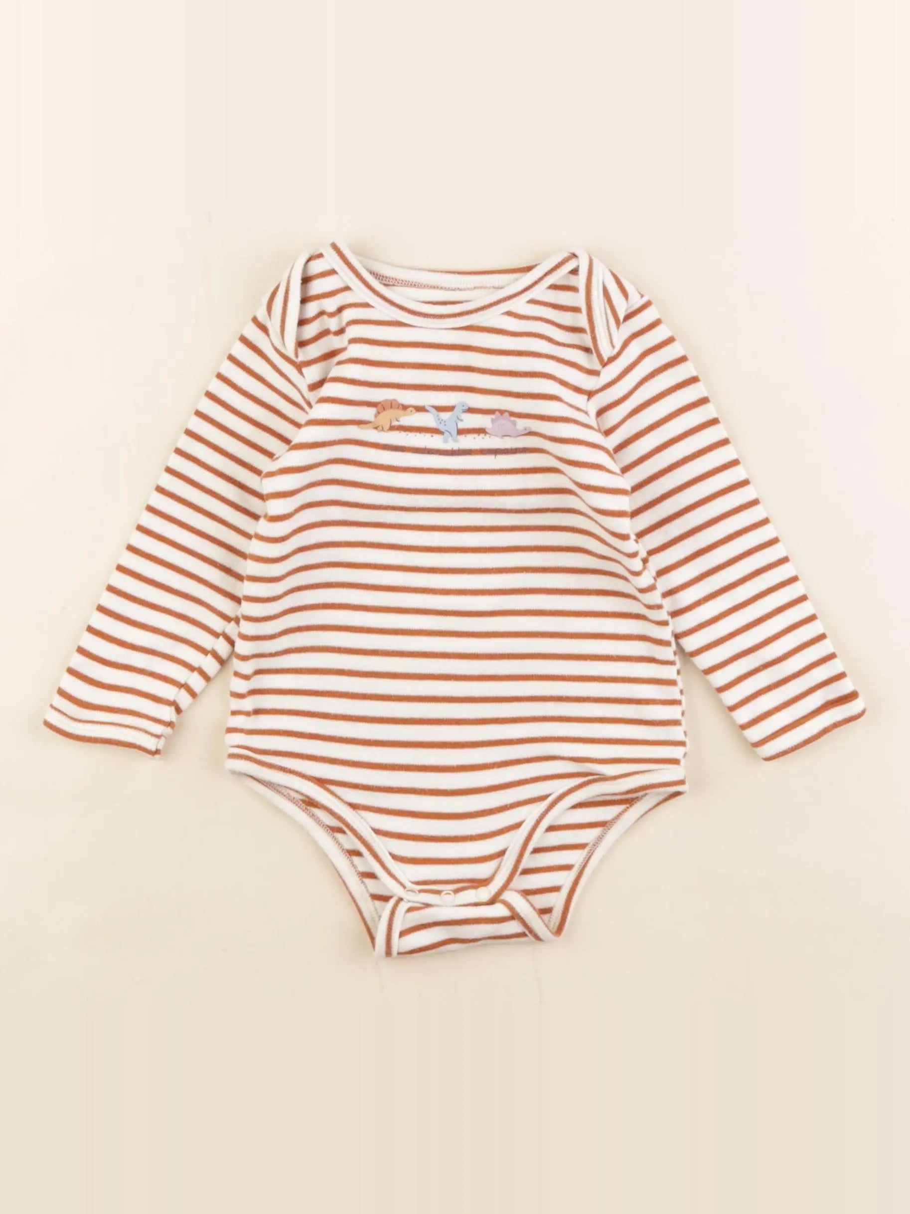 Vertbaudet - body blanc, marron - 18 mois