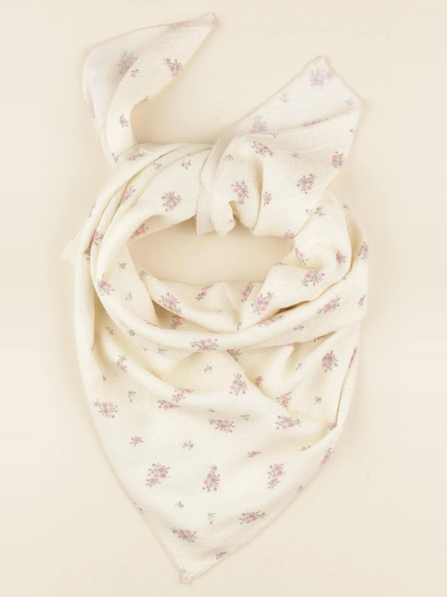 Foulard imprimé bouquets beige