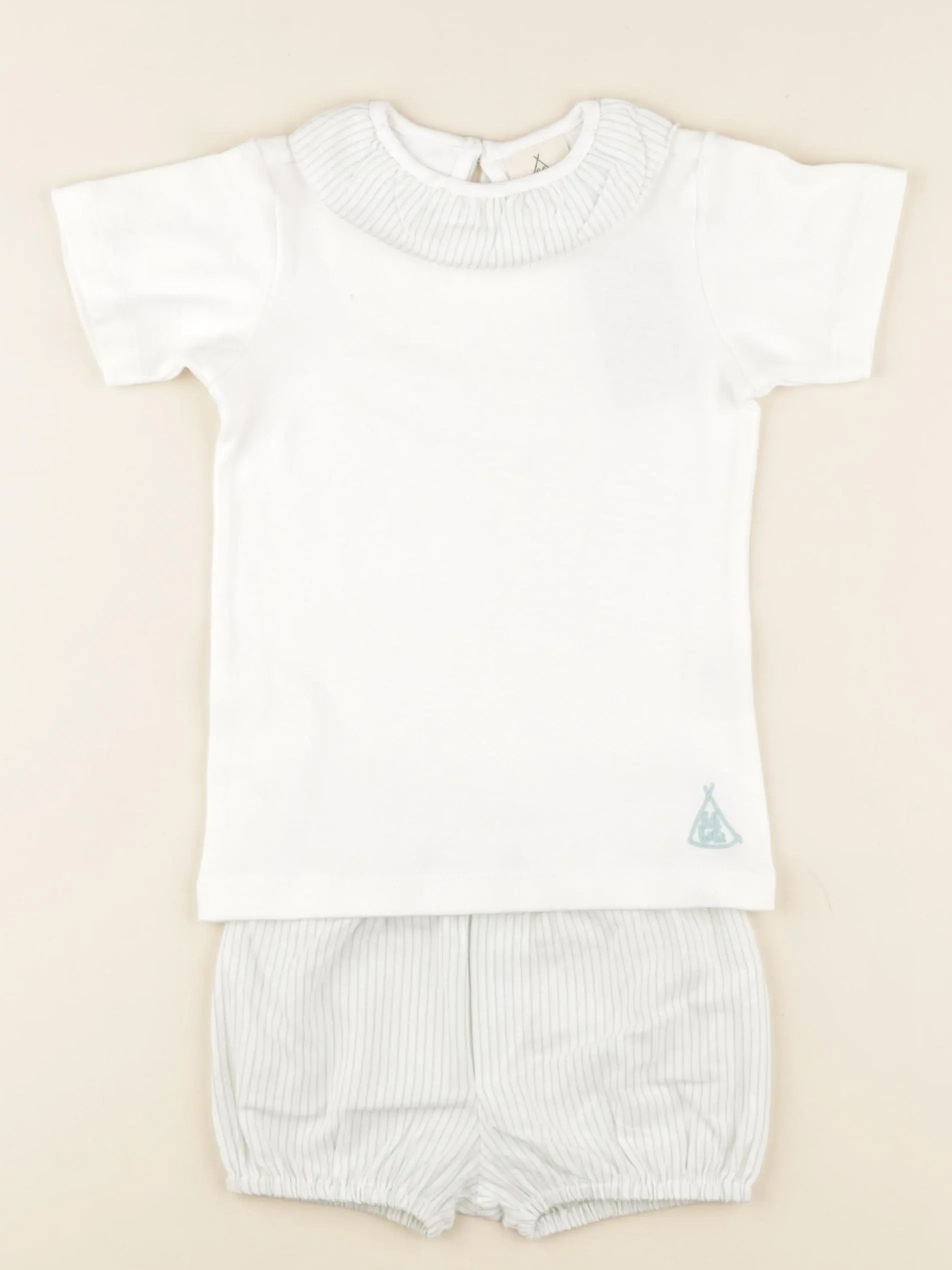 Pyjama MADELEINE coton blanc, vert