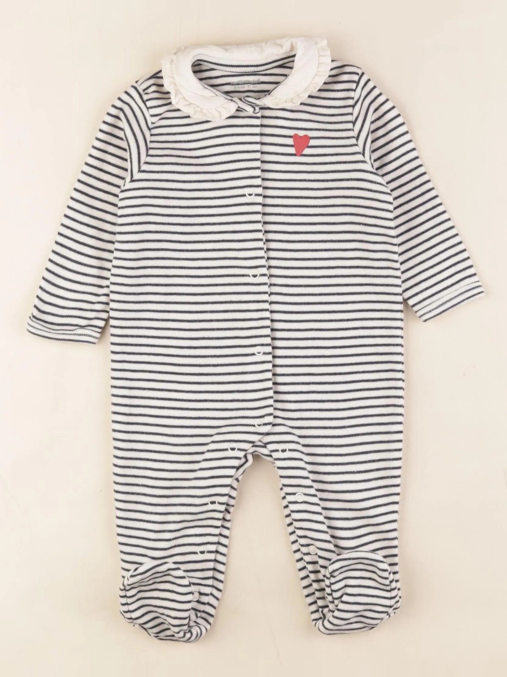 Vertbaudet - pyjama coton blanc, bleu - 6 mois