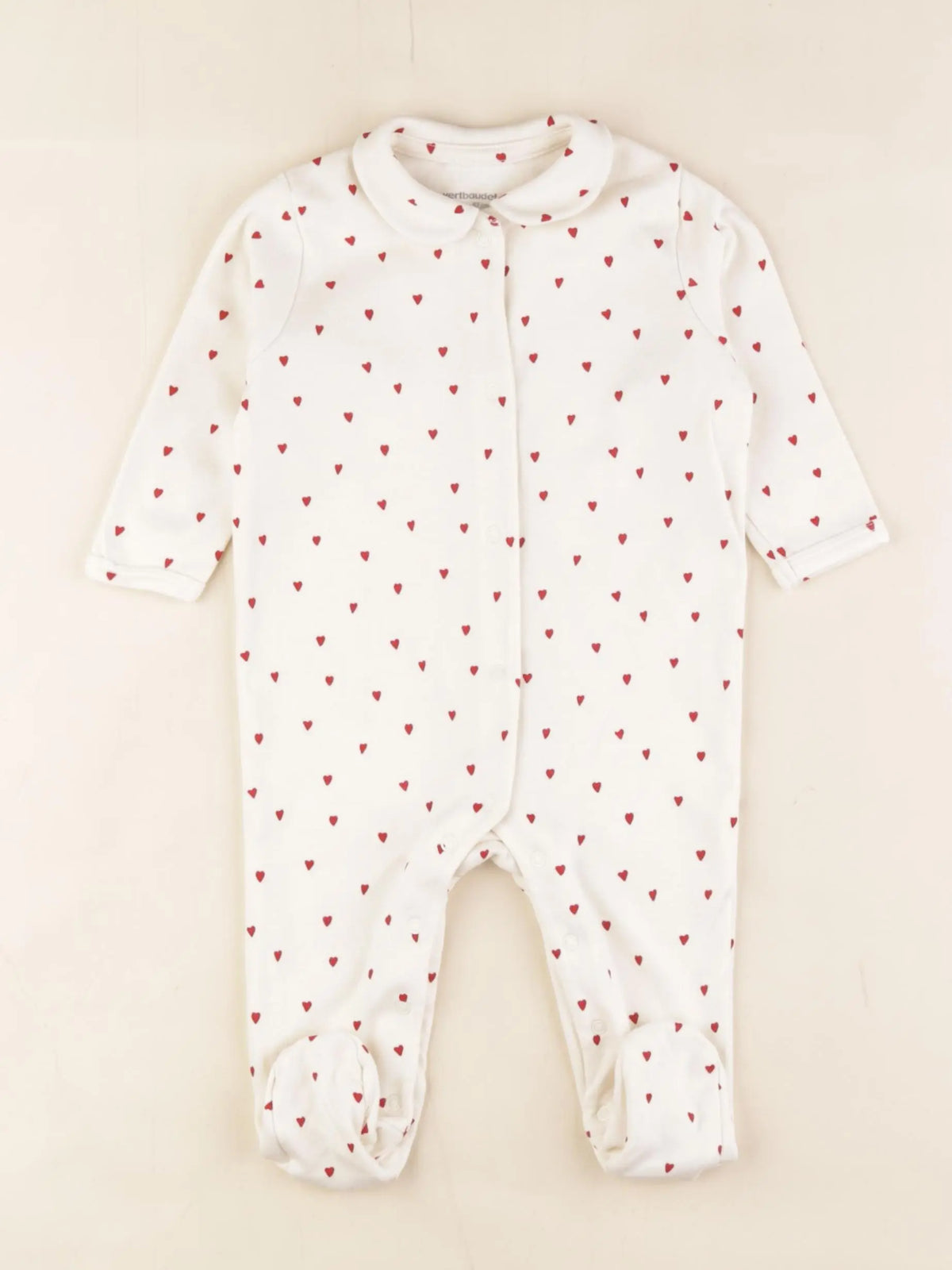 Vertbaudet - pyjama coton blanc, rouge - 6 mois