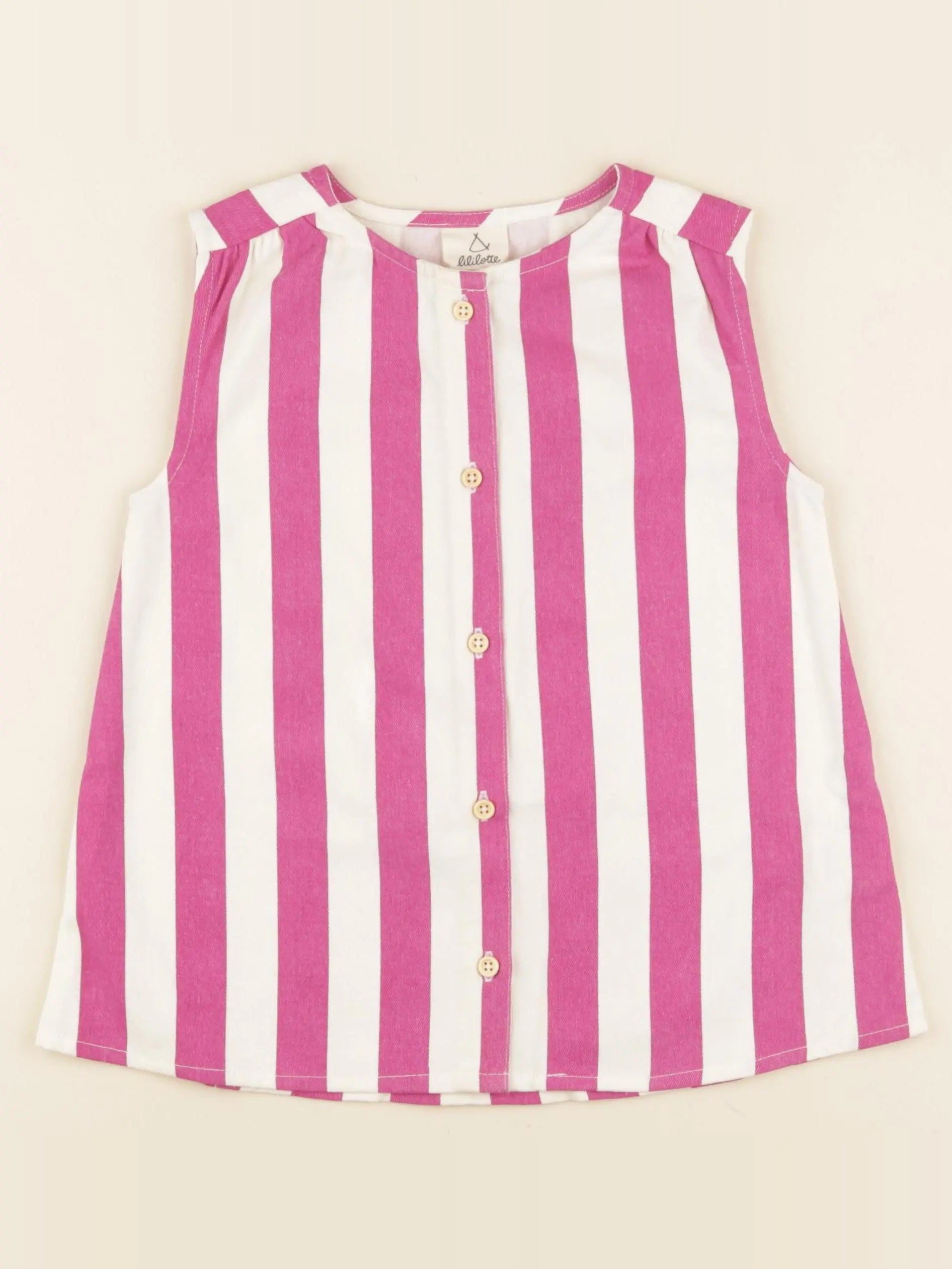 Blouse OLIVE rayé écru, orchidée