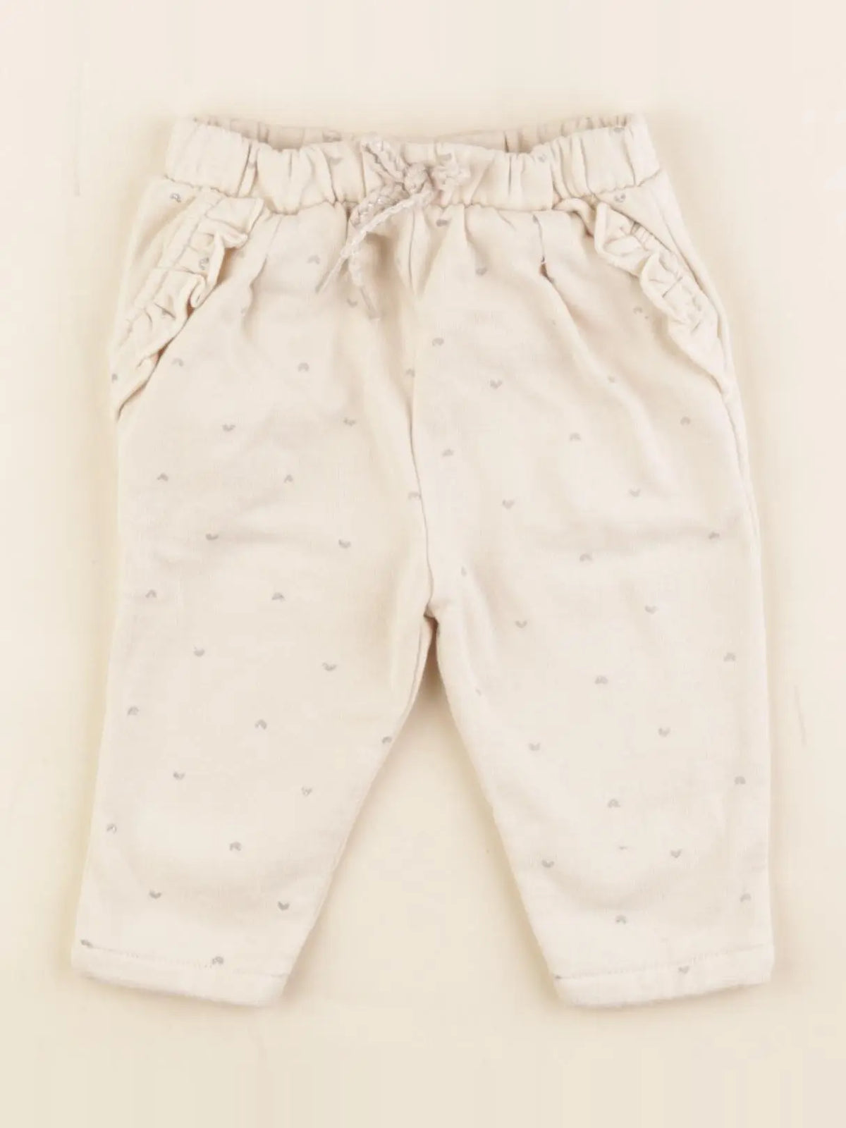 Vertbaudet - jogging beige, argent - 6 mois