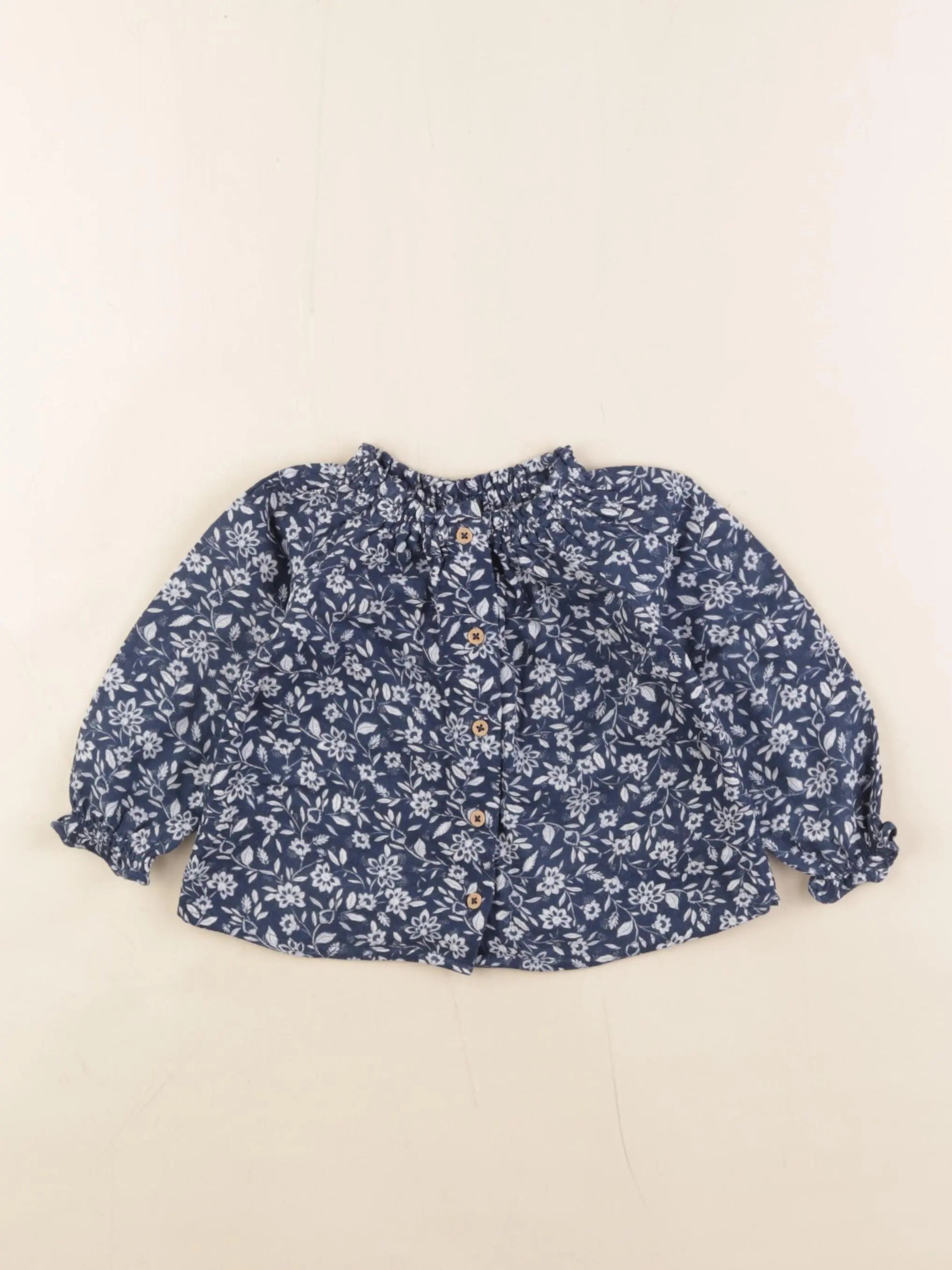 Vertbaudet - blouse bleu, blanc - 6 mois