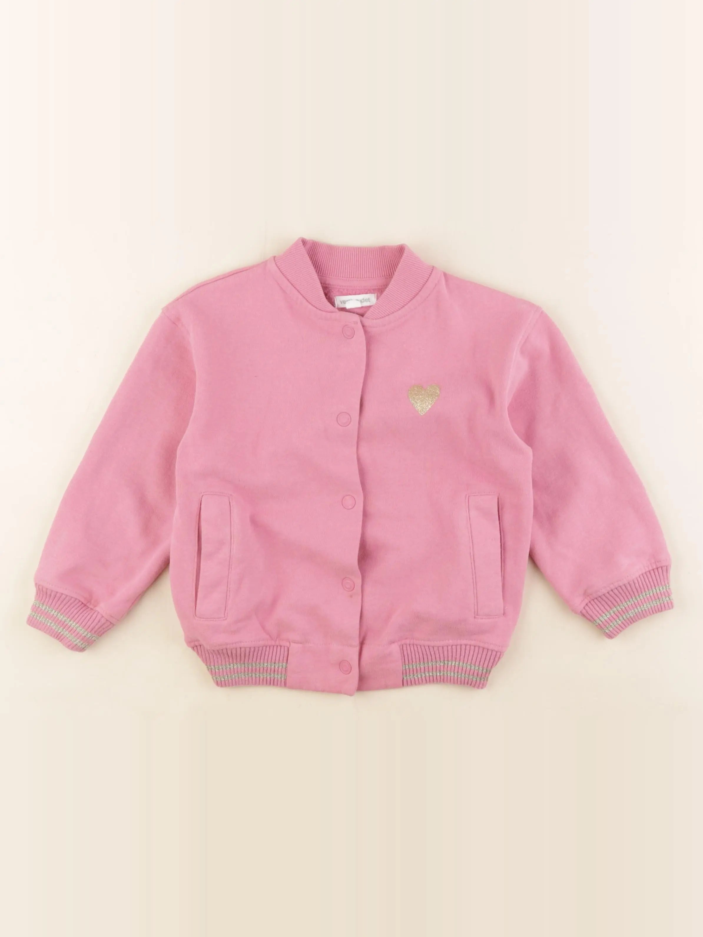 Vertbaudet - sweat rose, or - 5 ans