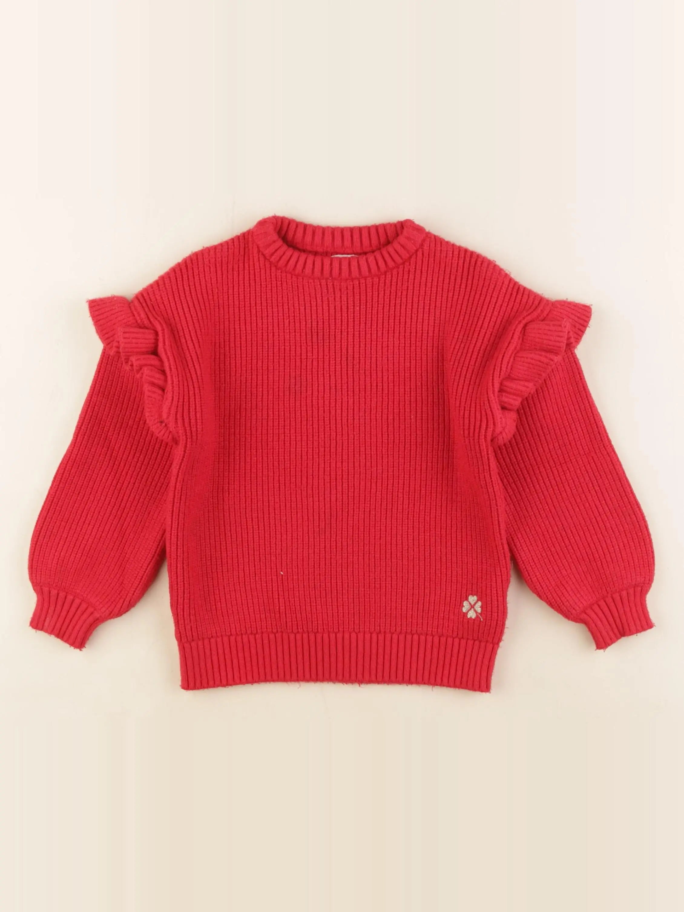 Vertbaudet - pull rouge, or - 6 ans