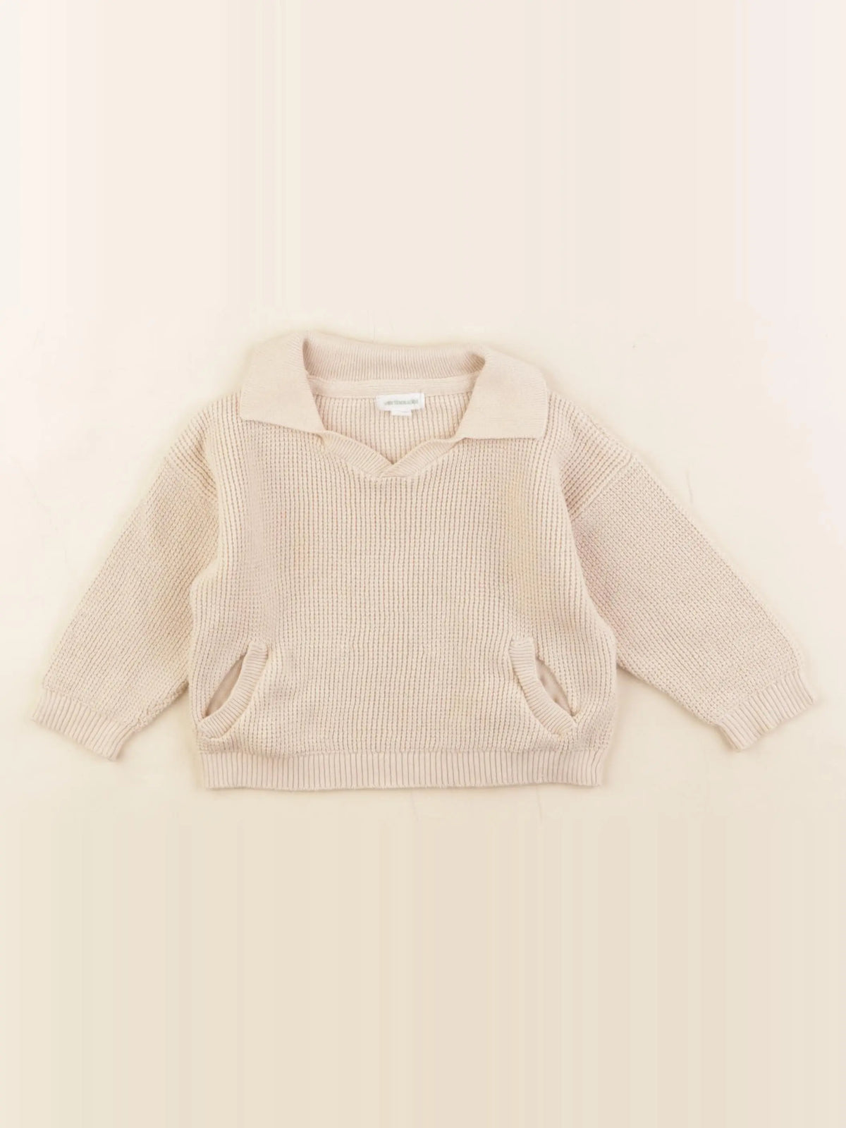 Vertbaudet - pull beige - 9 mois