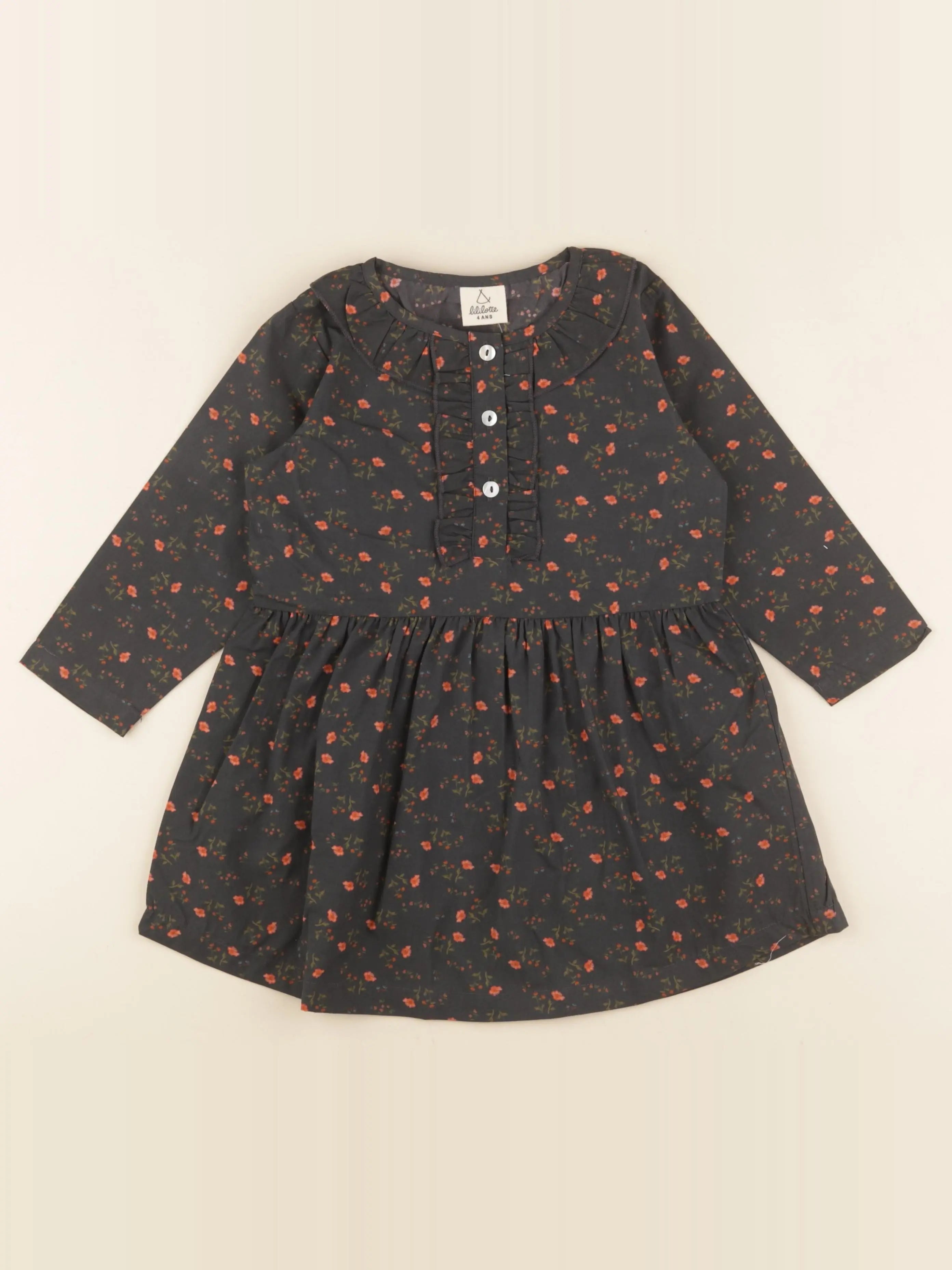 Robe LISE imprimé fleuri noir