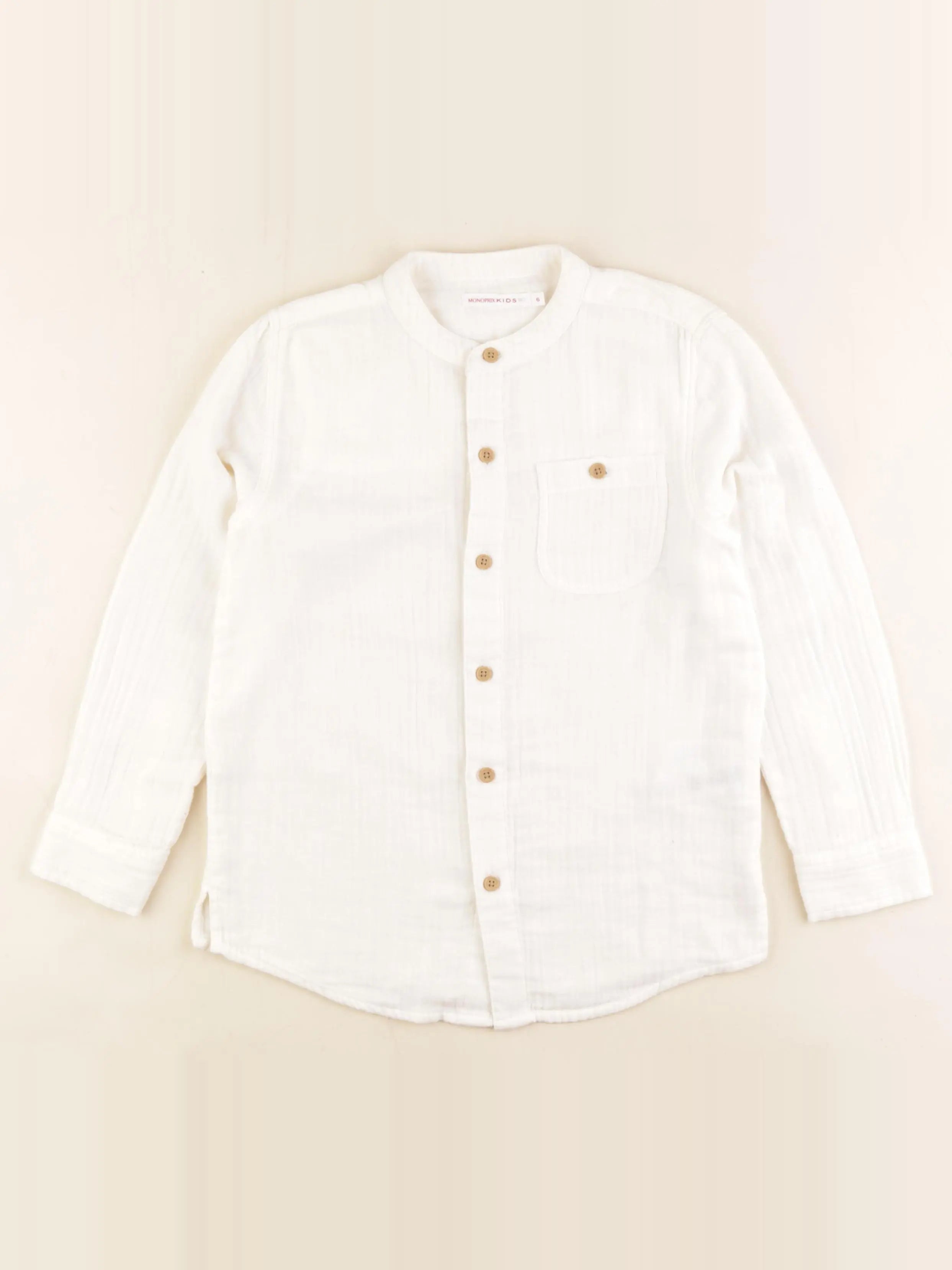 Monoprix - chemise beige - 6 ans