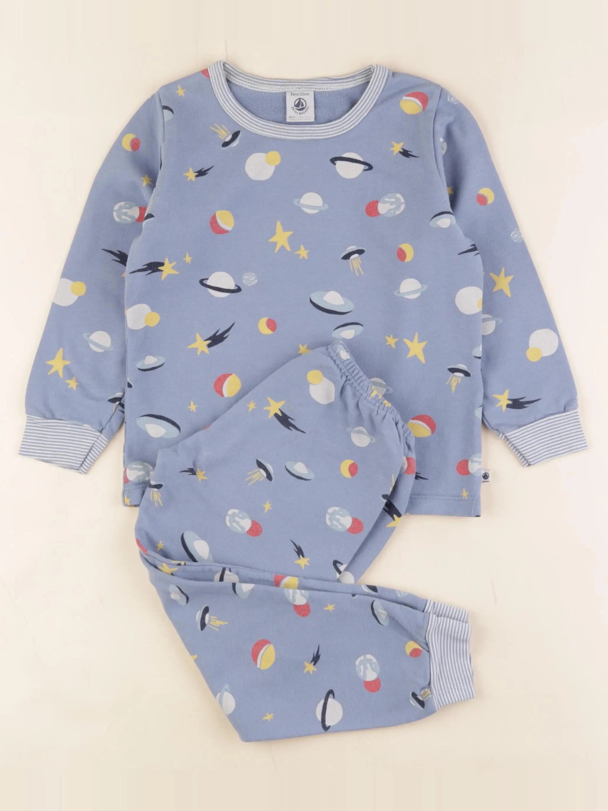 Petit Bateau - pyjama coton bleu - 5 ans