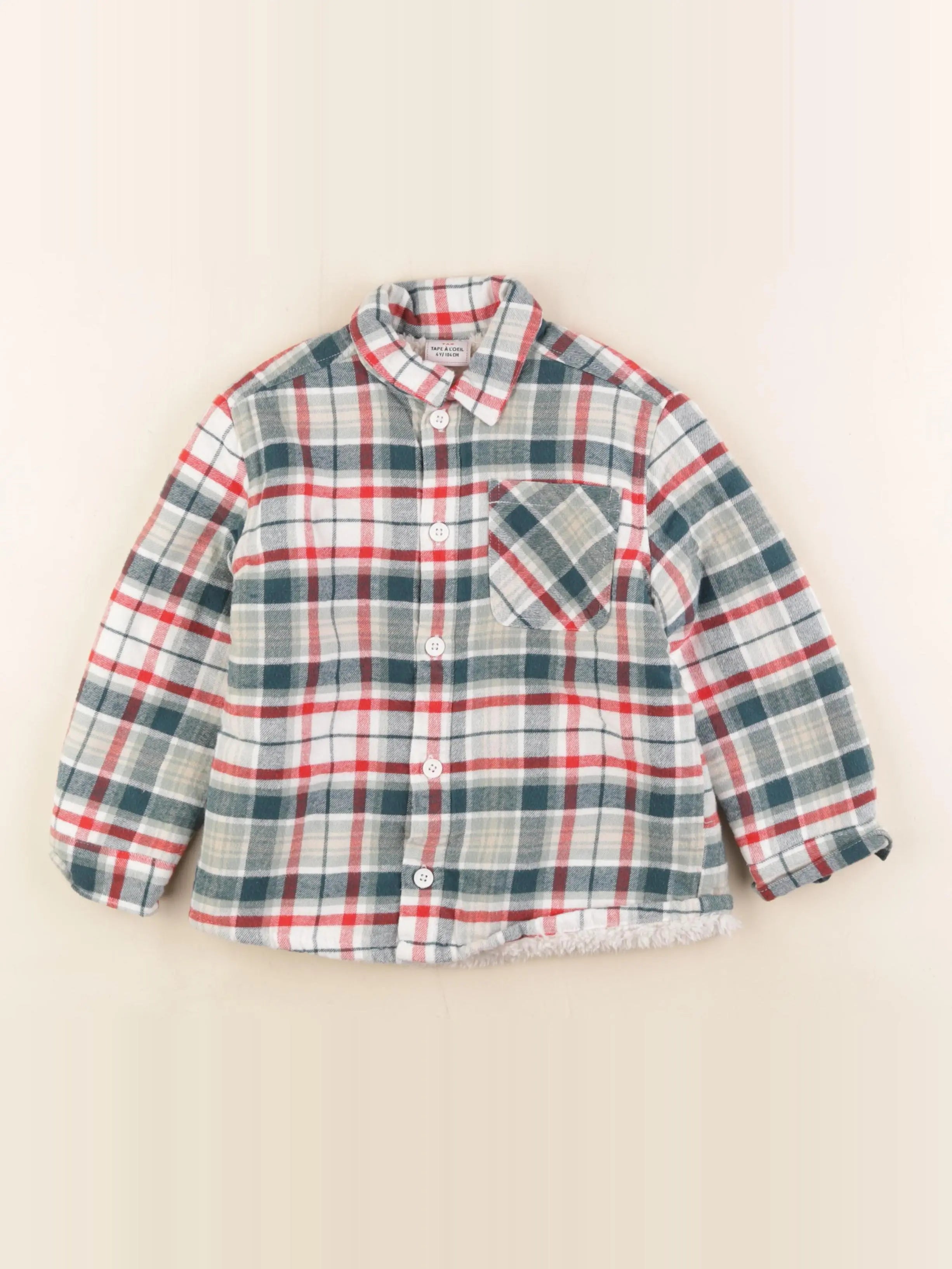 Tape à l'oeil - chemise vert, rouge - 4 ans