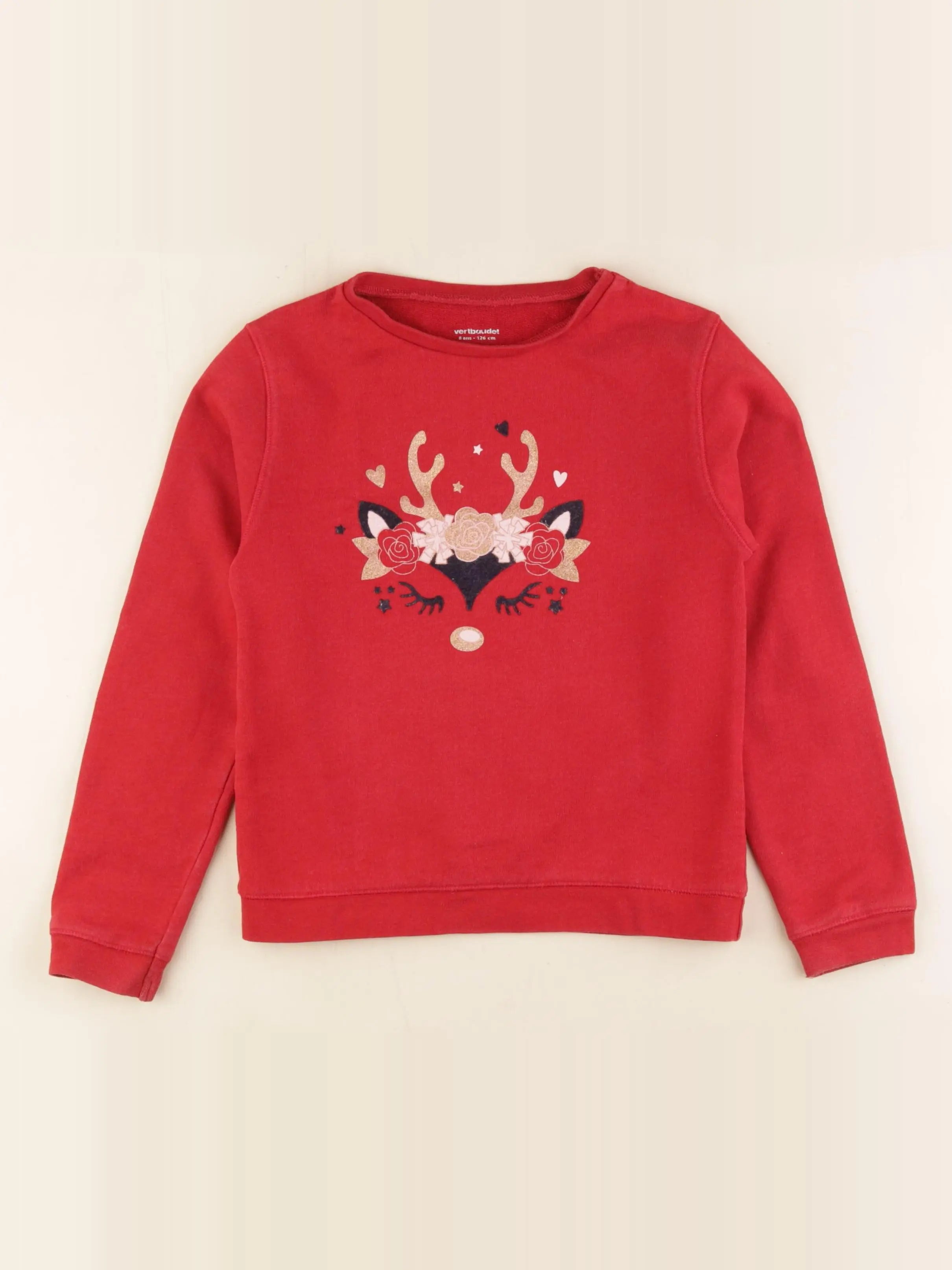 Vertbaudet - sweat rouge - 8 ans