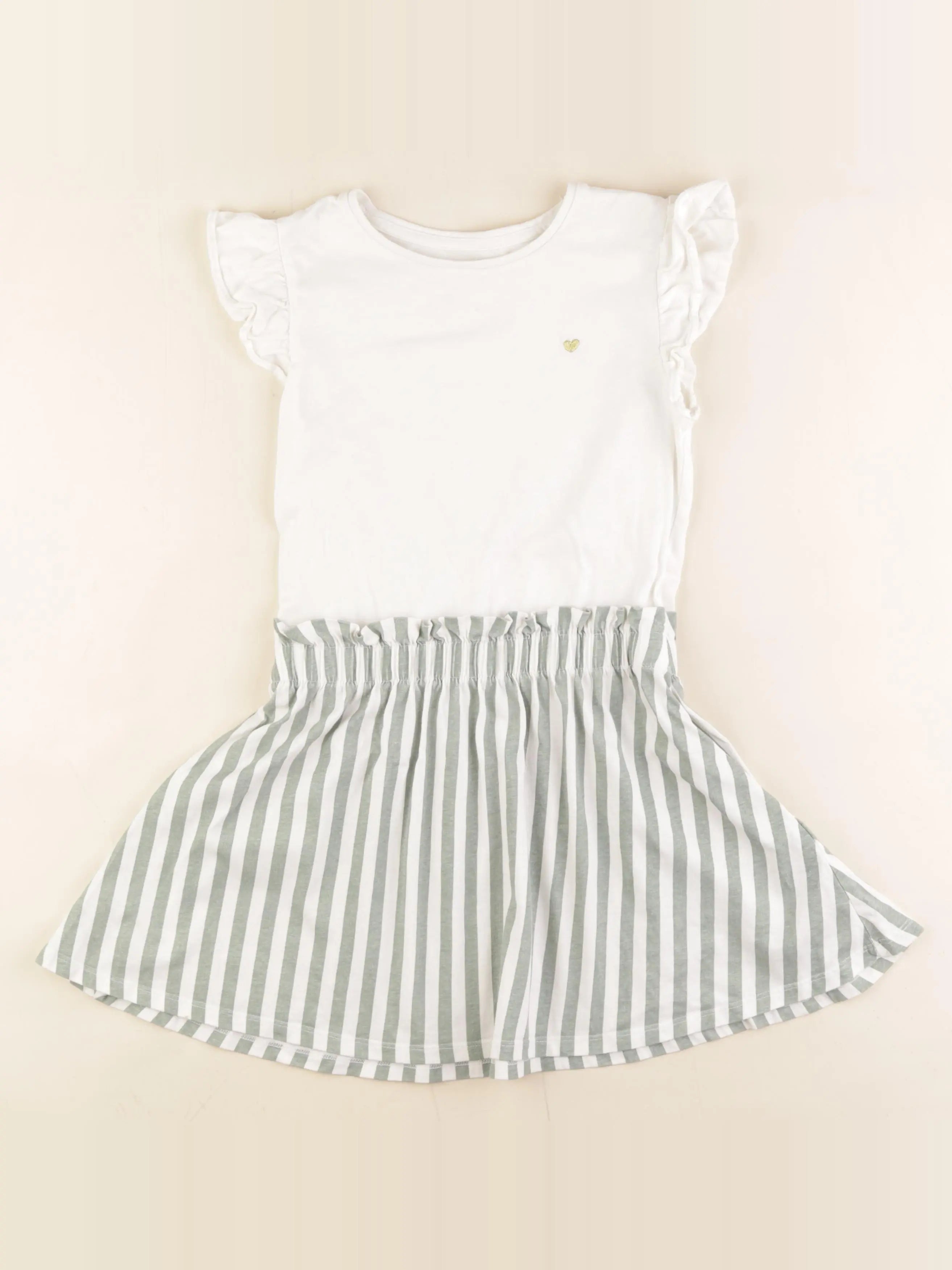 Vertbaudet - robe blanc, vert - 8 ans