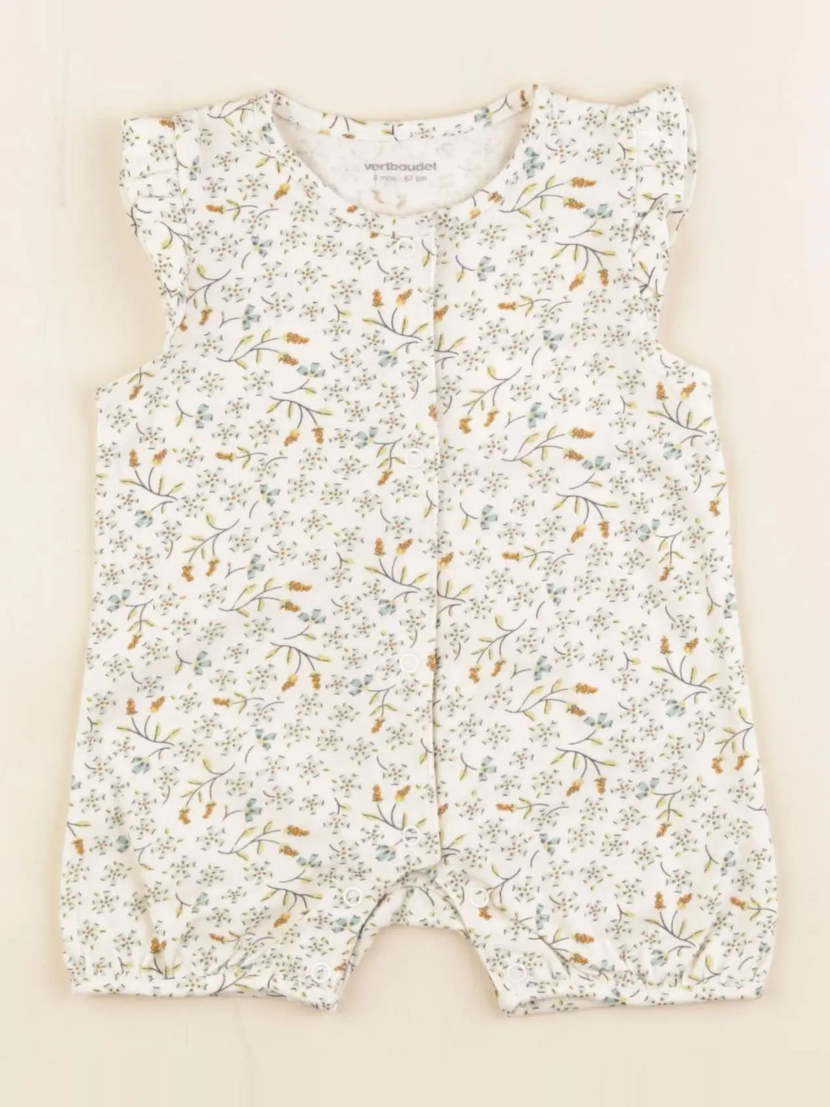 Vertbaudet - pyjama coton vert, blanc - 6 mois