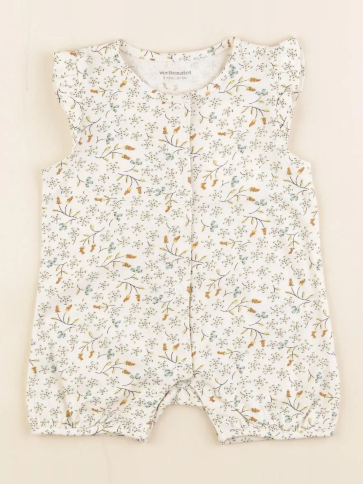 Vertbaudet - pyjama coton vert, blanc - 6 mois