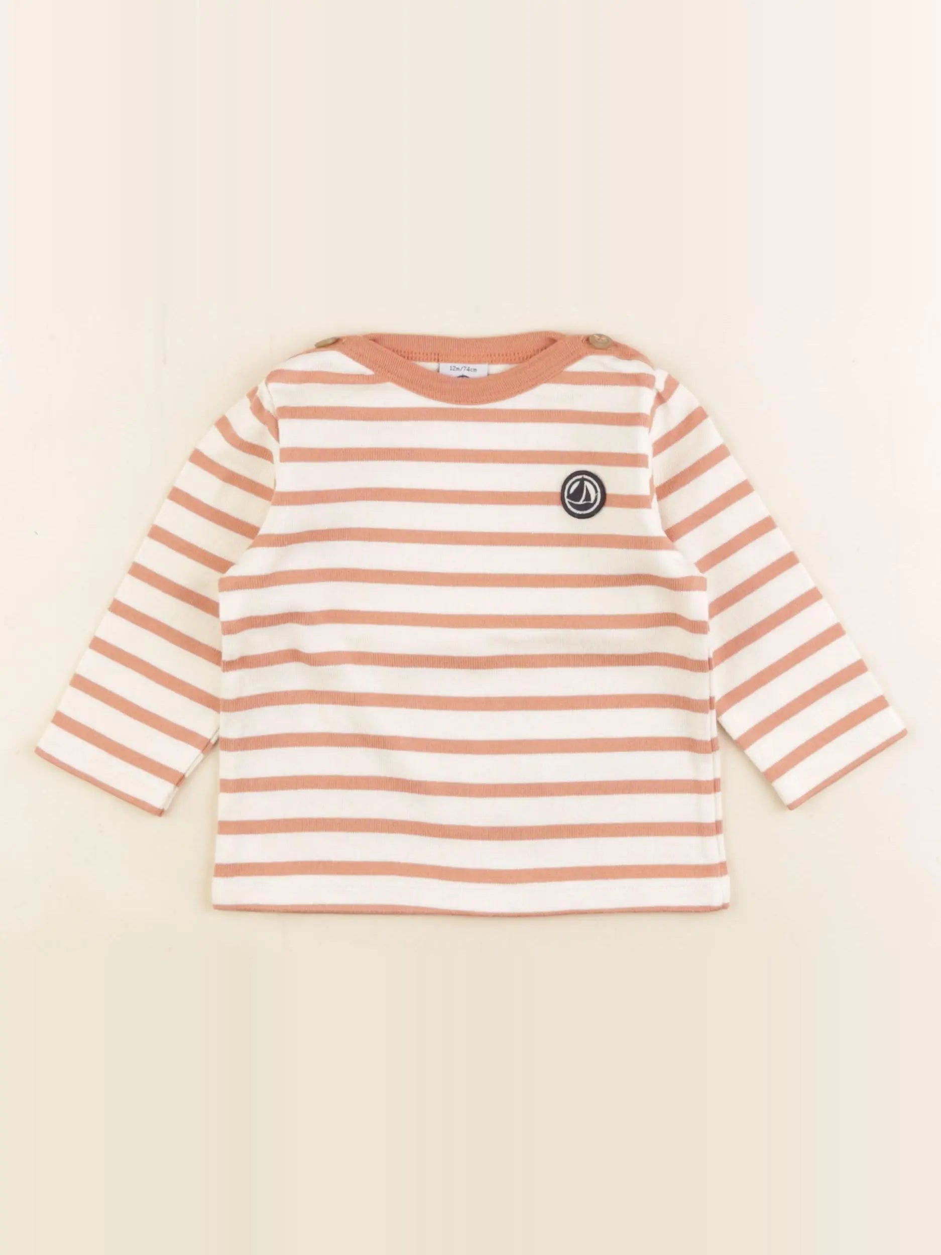 Petit Bateau - tee-shirt beige, rose - 12 mois
