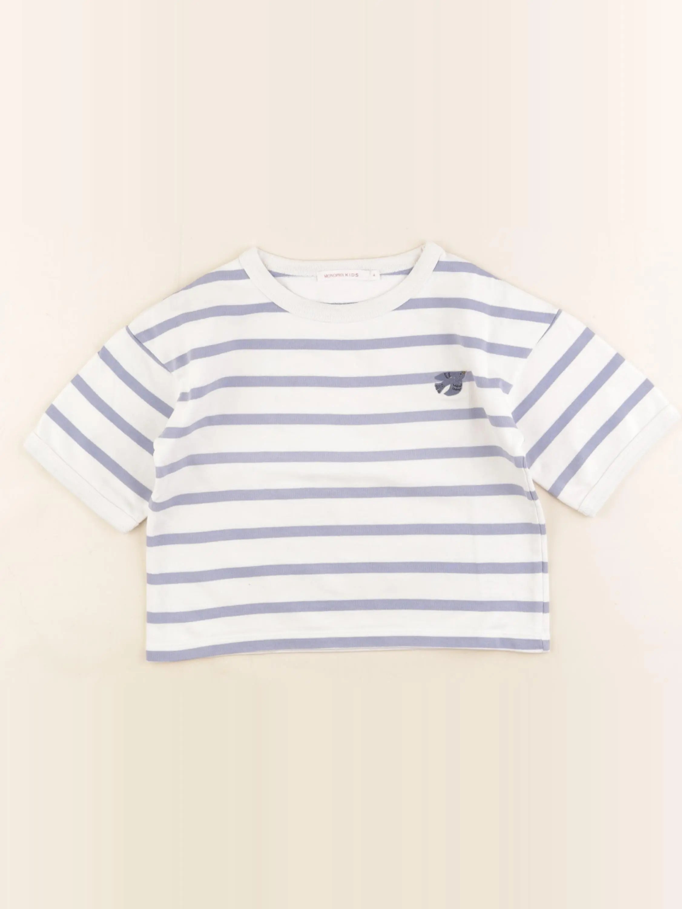 Monoprix - tee-shirt blanc, bleu - 4 ans