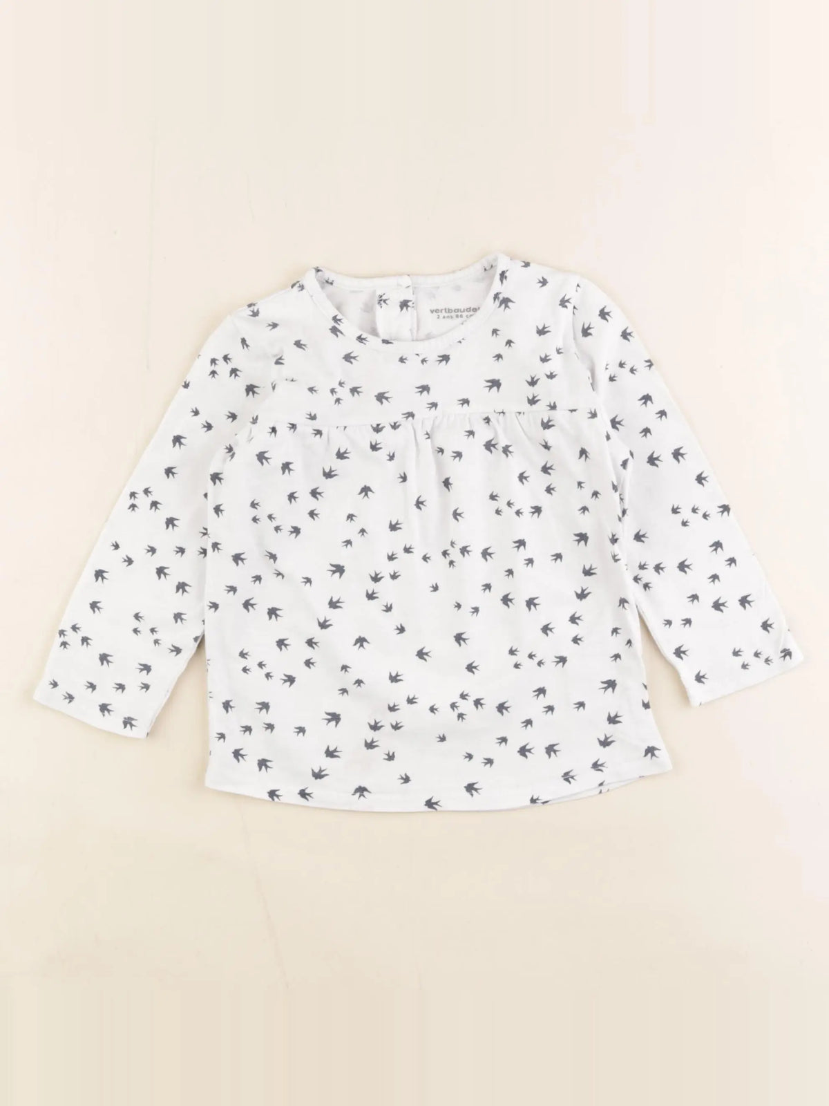 Vertbaudet - tee-shirt blanc, bleu - 2 ans