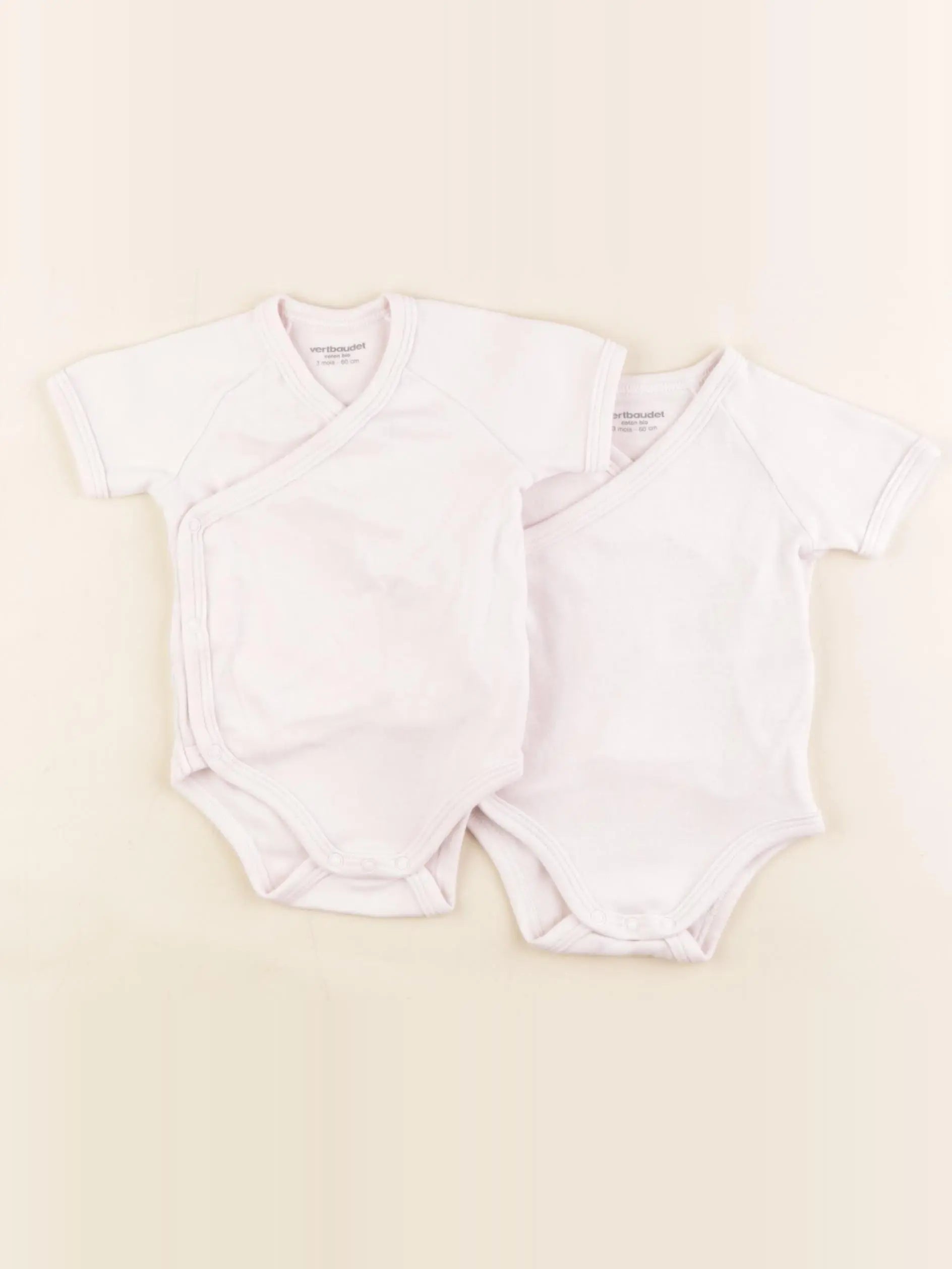 Vertbaudet - lot de 2 bodies en coton rose - 3 mois