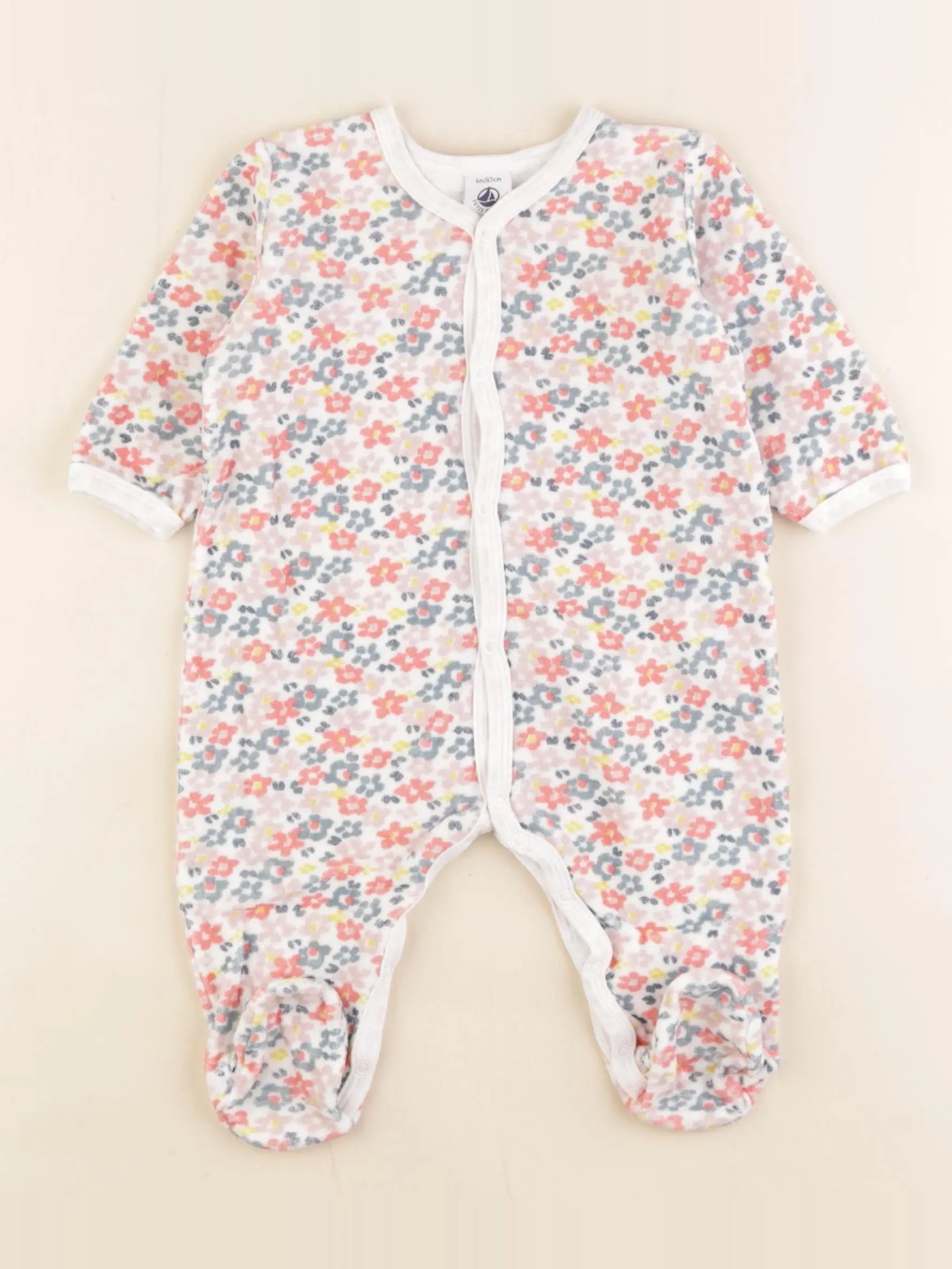 Petit Bateau - pyjama velours multicolore - 6 mois