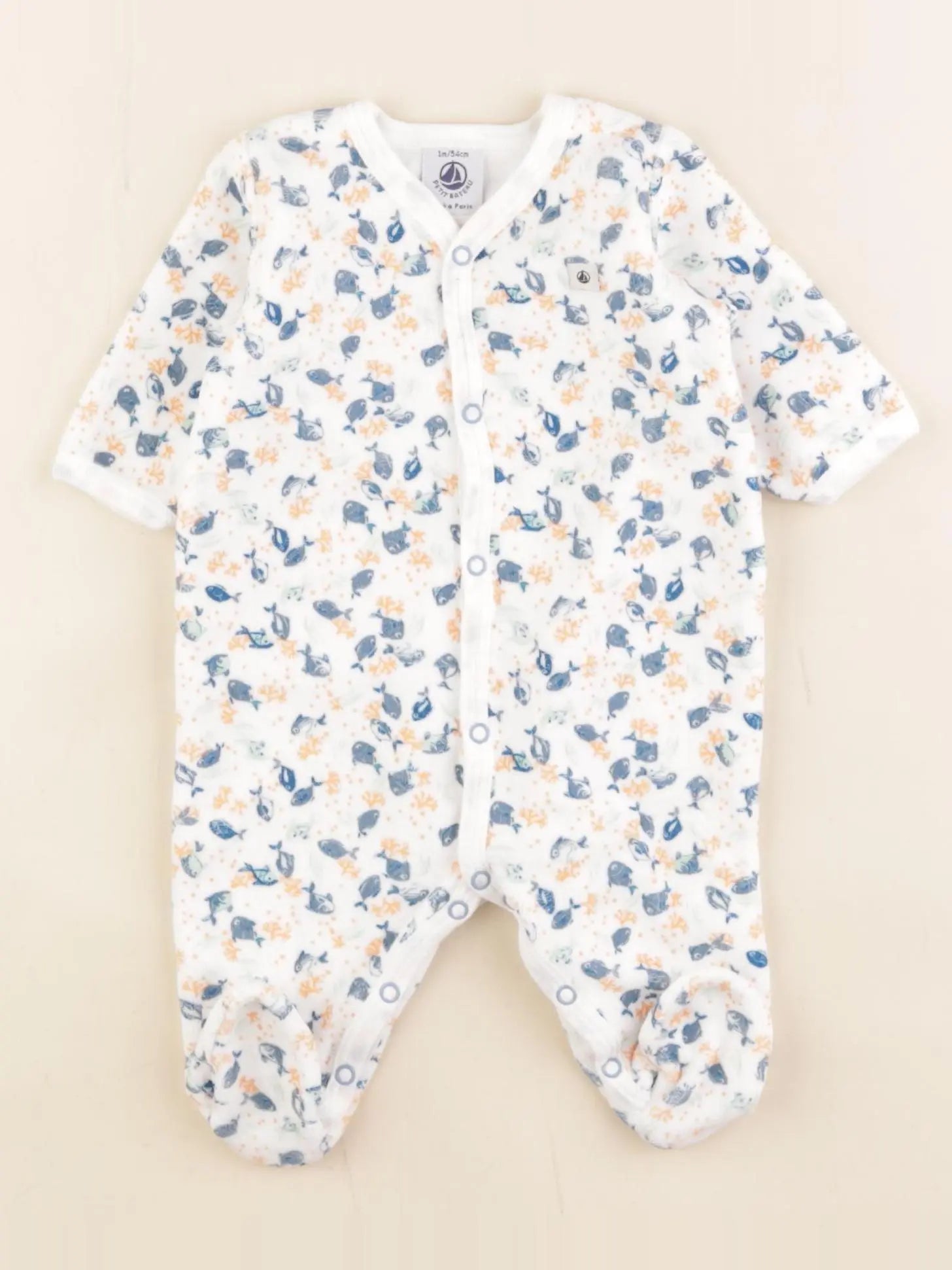 Petit Bateau - pyjama velours multicolore - 1 mois