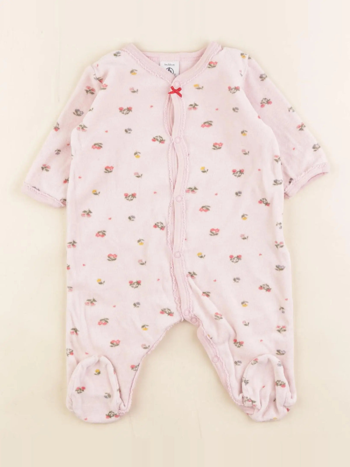 Petit Bateau - pyjama velours rose - 3 mois