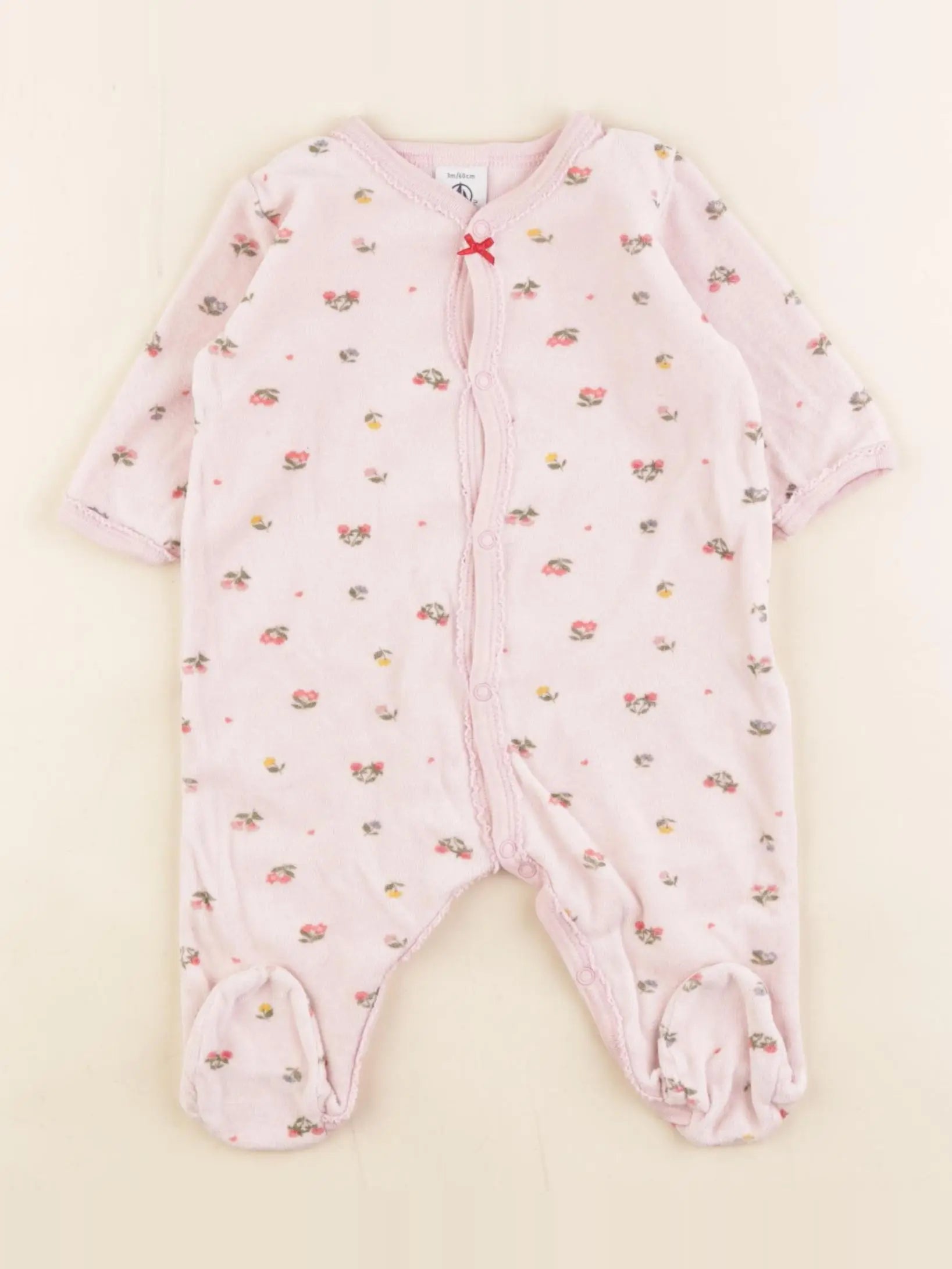 Petit Bateau - pyjama velours rose - 3 mois