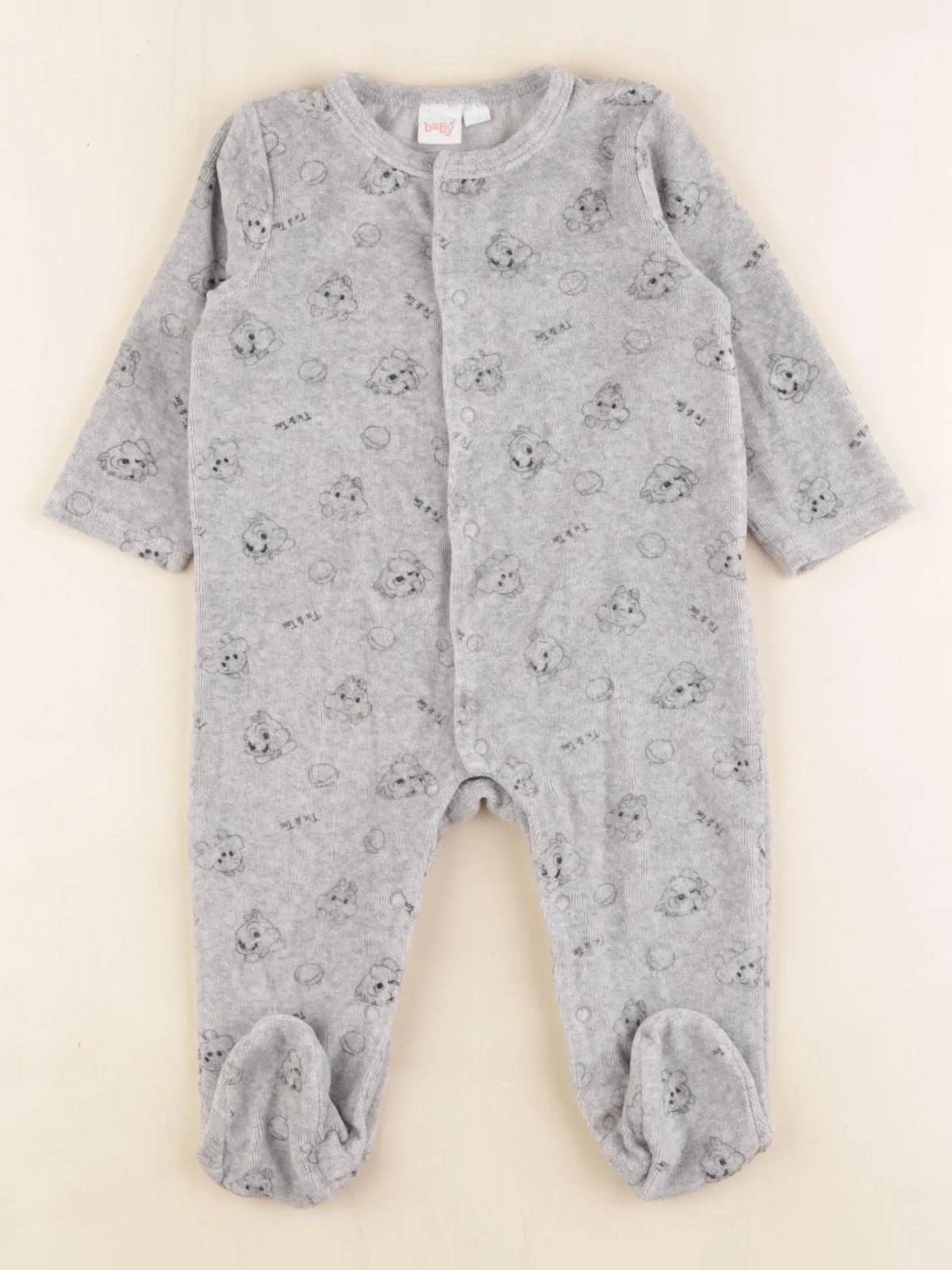 Vertbaudet - pyjama velours gris - 12 mois